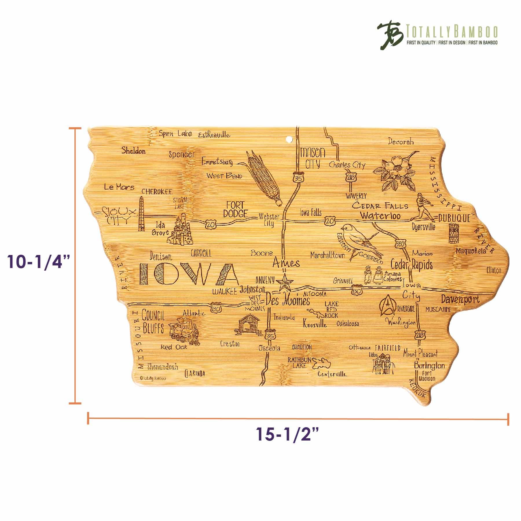 Premium Iowa-Themed Wooden Cutting Board 15.5
