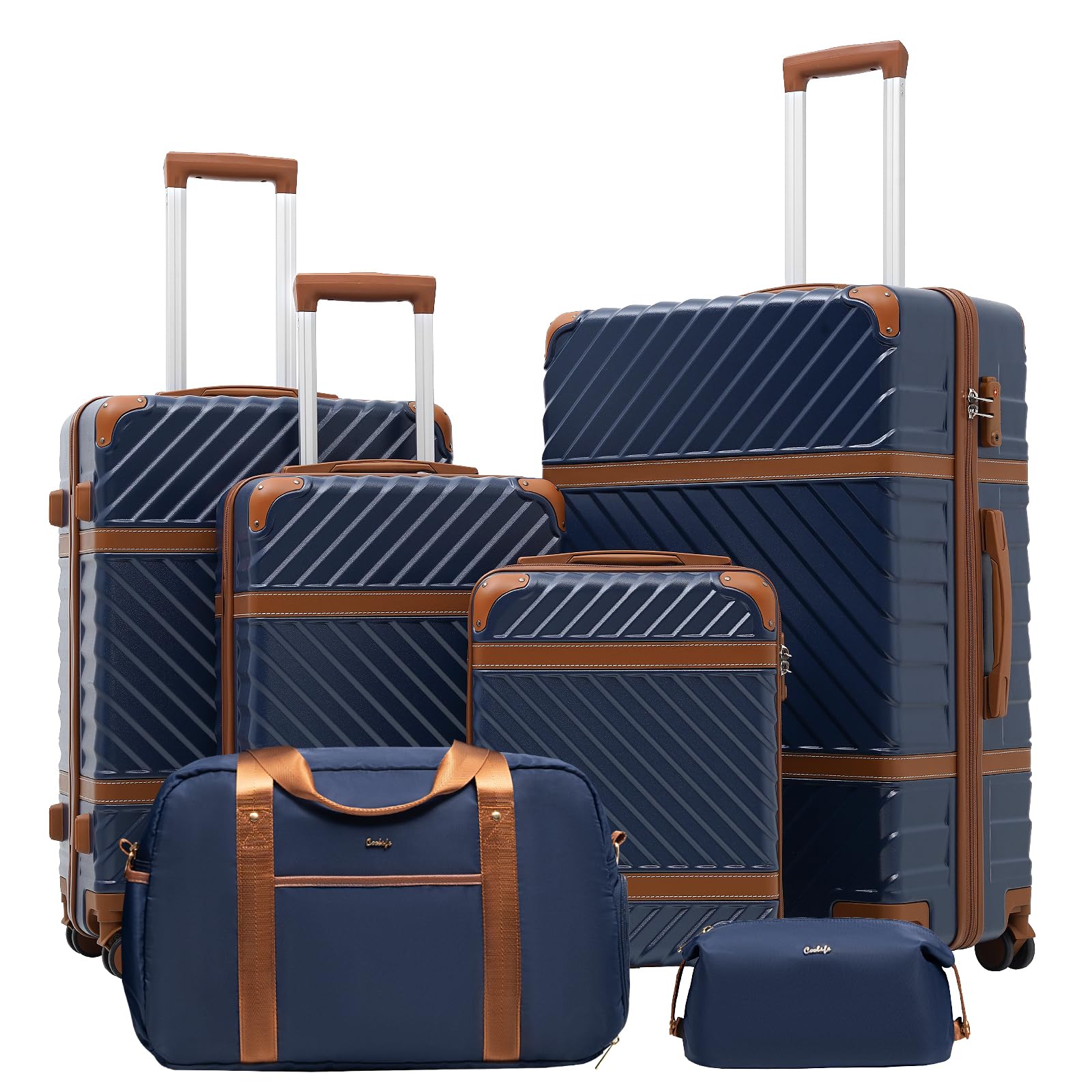 Coolife 3-Piece Hardshell Luggage Set with TSA Lock, Spinner Wheels & Telescopic Handle - Lightweight Carry-On Suitcase for Travel, Business & Vacation (20