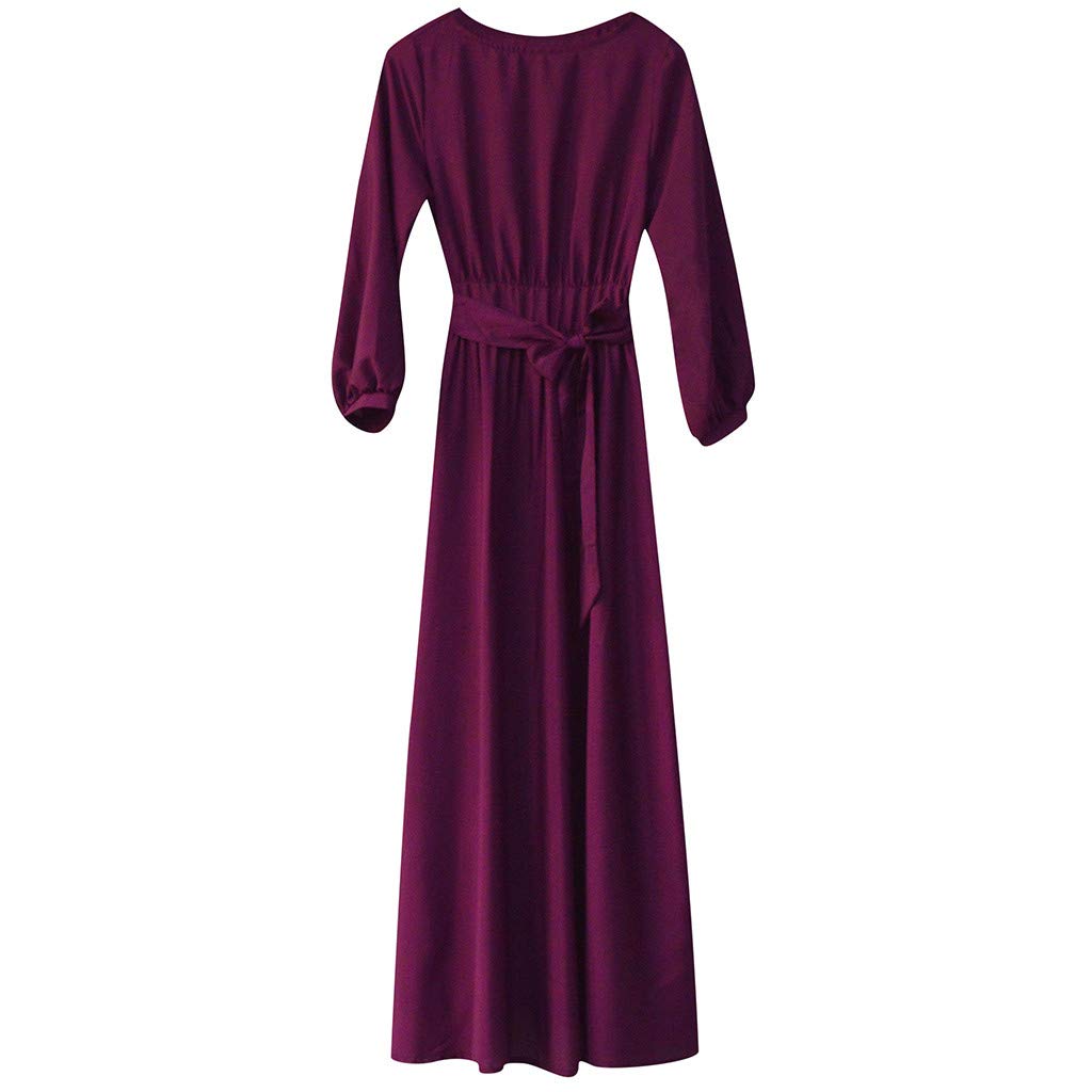 2022 Women's Casual Party Dresses with Lantern Sleeves & Belt - Elegant Solid Color Long Dresses for Beach Vacations, Date Nights & Summer Outfits