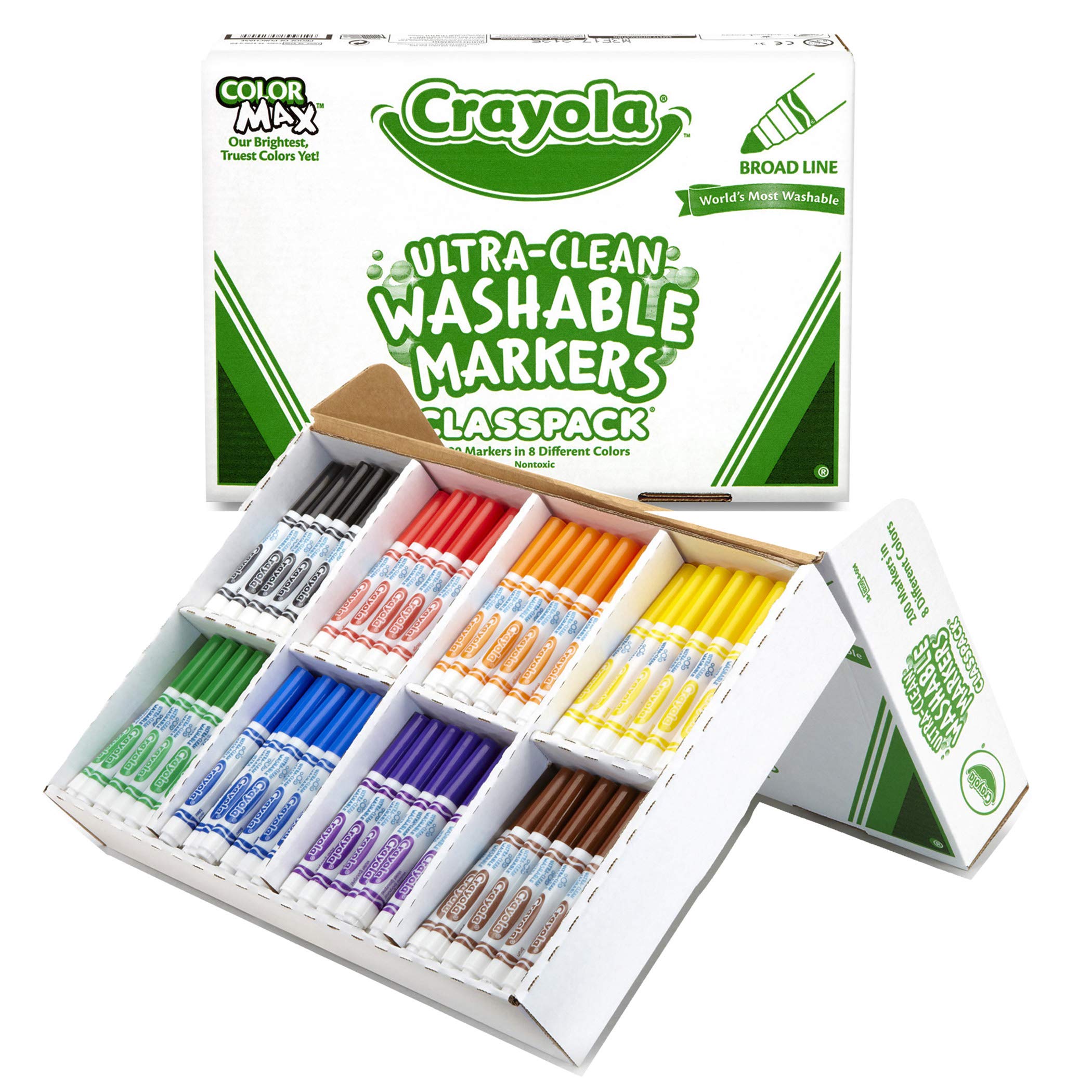 Crayola Bulk Broad Line Washable Markers - 200 Count Classpack for School & Classroom Supplies | Perfect for Teachers, Students & Art Projects