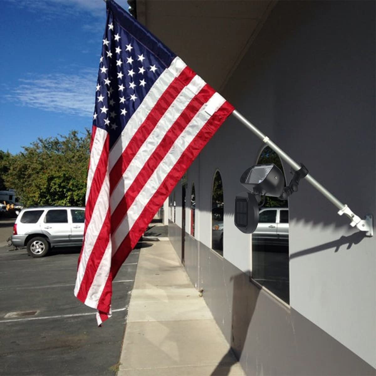 Solar Powered Flagpole Light - 4 Ultra Bright LED, 360° Adjustable, IP65 Waterproof Outdoor Light for 1
