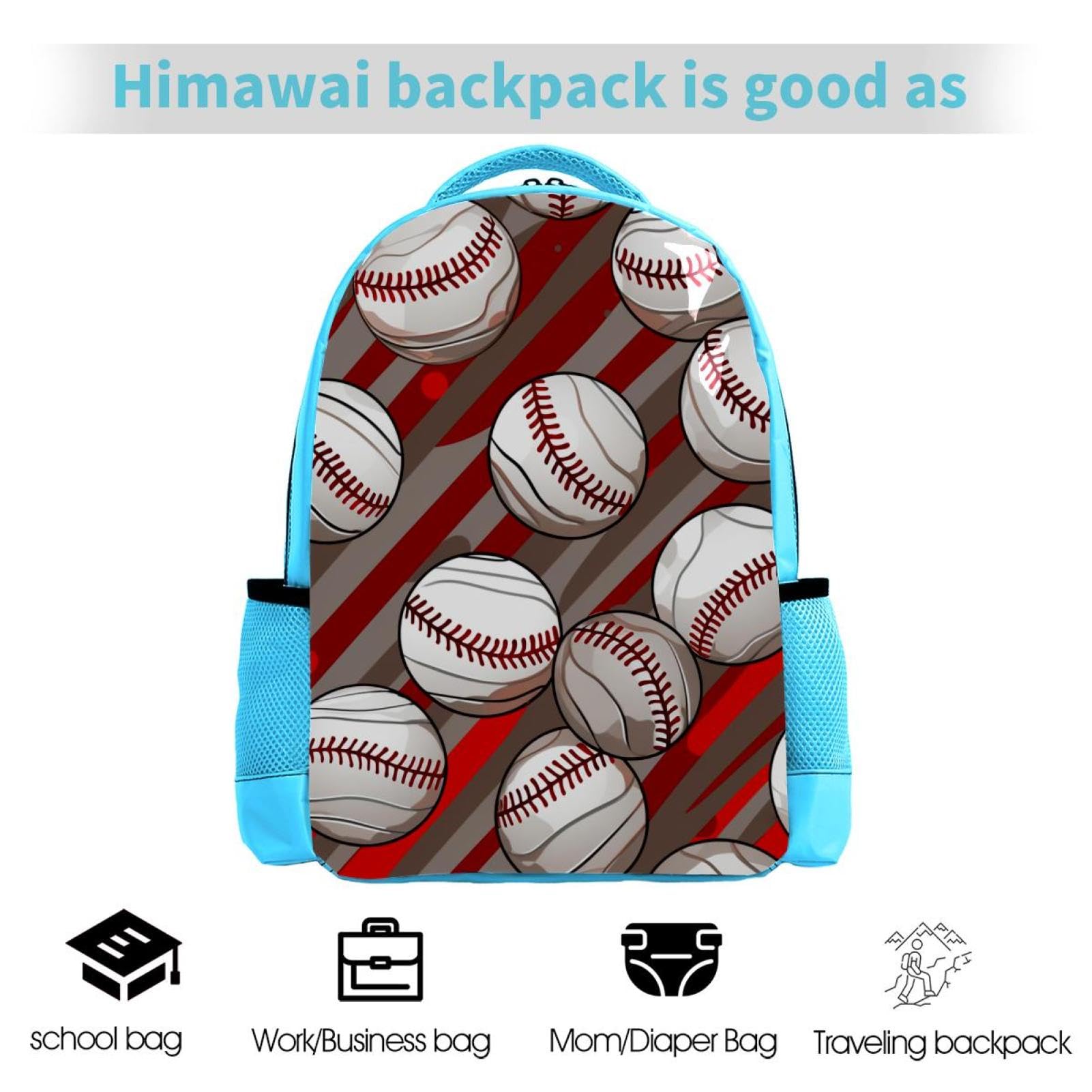 Stylish Travel & Work Backpack with Baseball Red Stripes - Durable Laptop Backpack for Commuting, School, Hiking & Outdoor Adventures