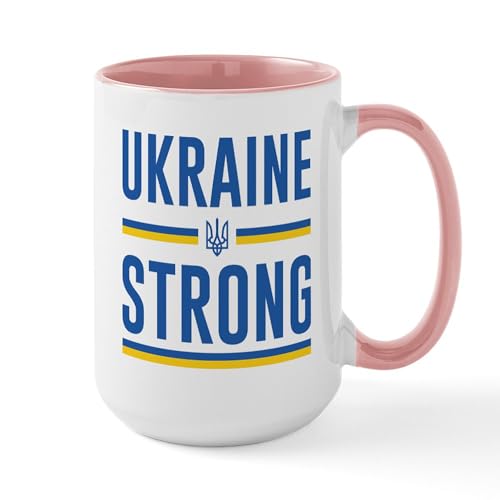 White/Pink Inside - Ukraine Strong Large Mug