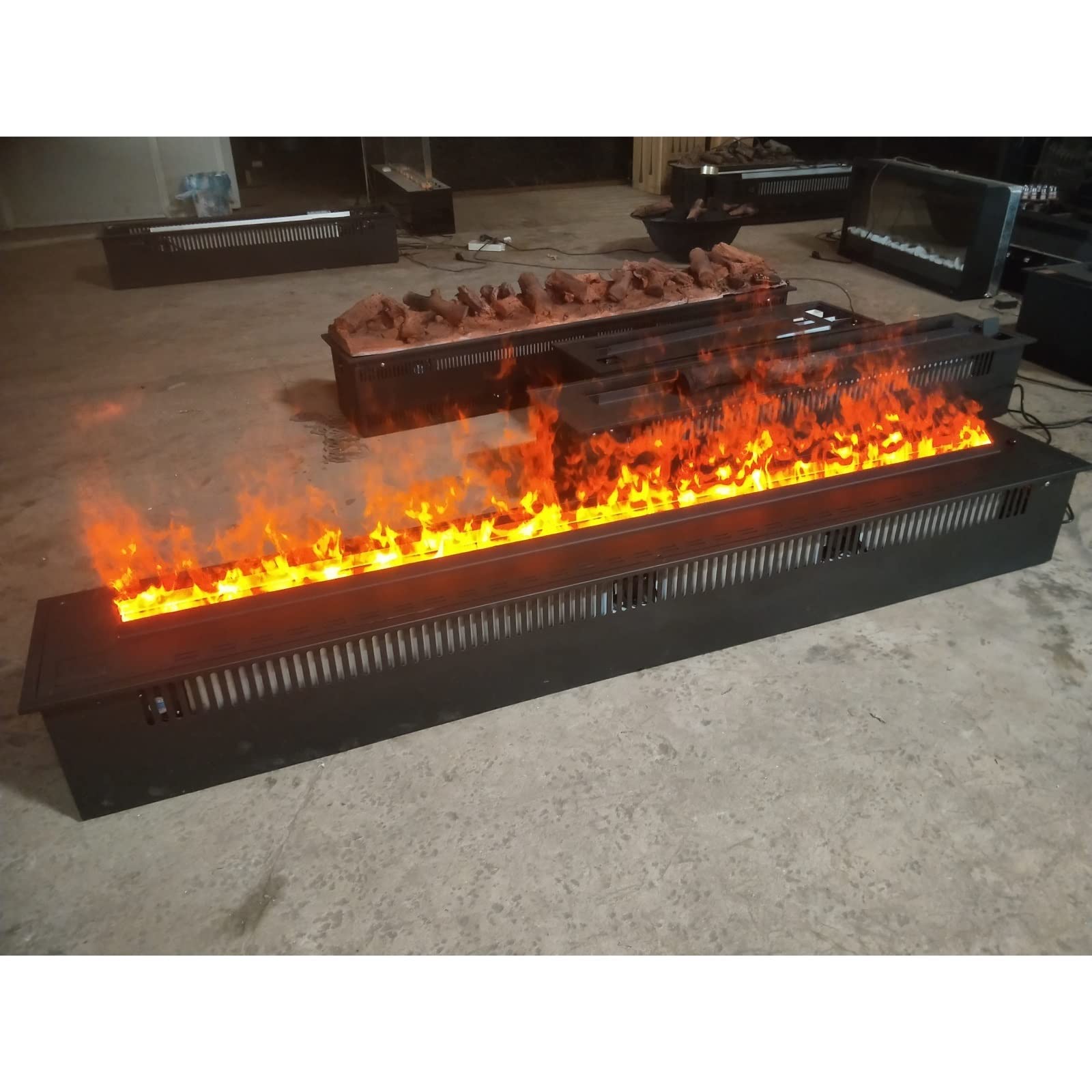 3D Water Vapor Electric Fireplace with Remote Control - 3 Color Changing Flame Effects, 180cm Black Modern Fireplace Insert - Perfect for Living Room, Bedroom & Office Heating & Ambiance