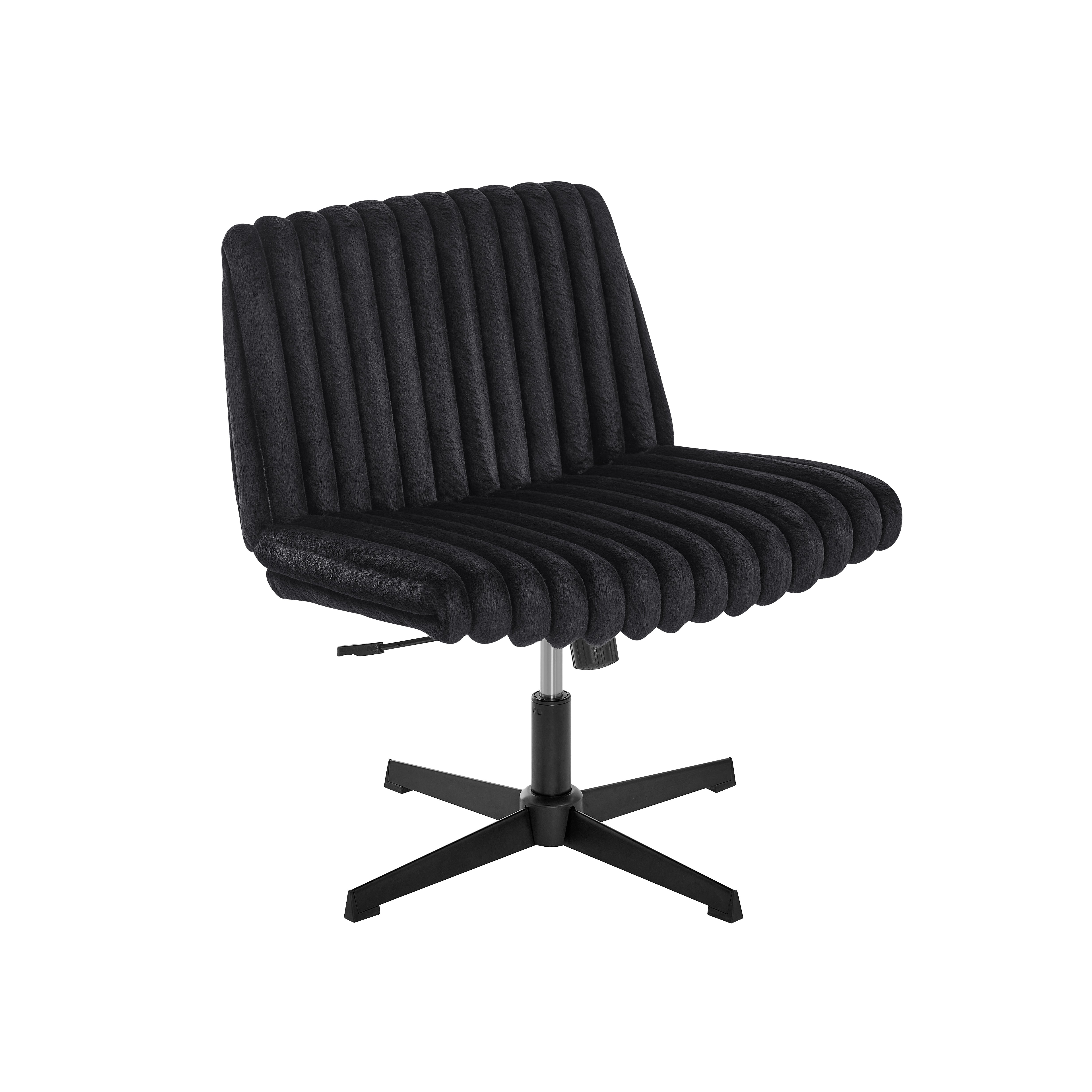 Roundhill Blynn Adjustable Swivel Criss Cross Chair - Wide Seat Ergonomic Office Chair with Lumbar Support, Vanity Makeup Chair for Home & Office Workspace, Study Desk, Dressing Table and Beauty Salon