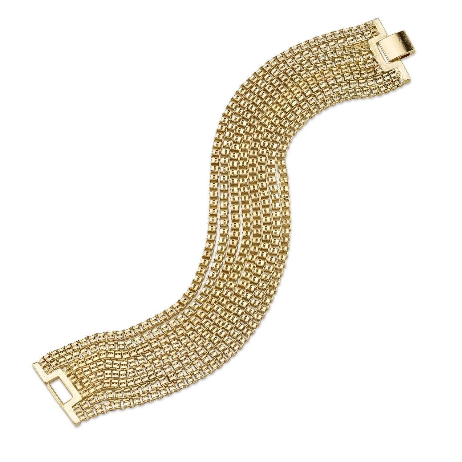 1928 Jewelry 14K Gold 8-Row Moto Chain Bracelet with Lobster Clasp - 7.5 Inch Adjustable Wrist Jewelry for Women, Perfect for Everyday Wear, Parties and Special Occasions