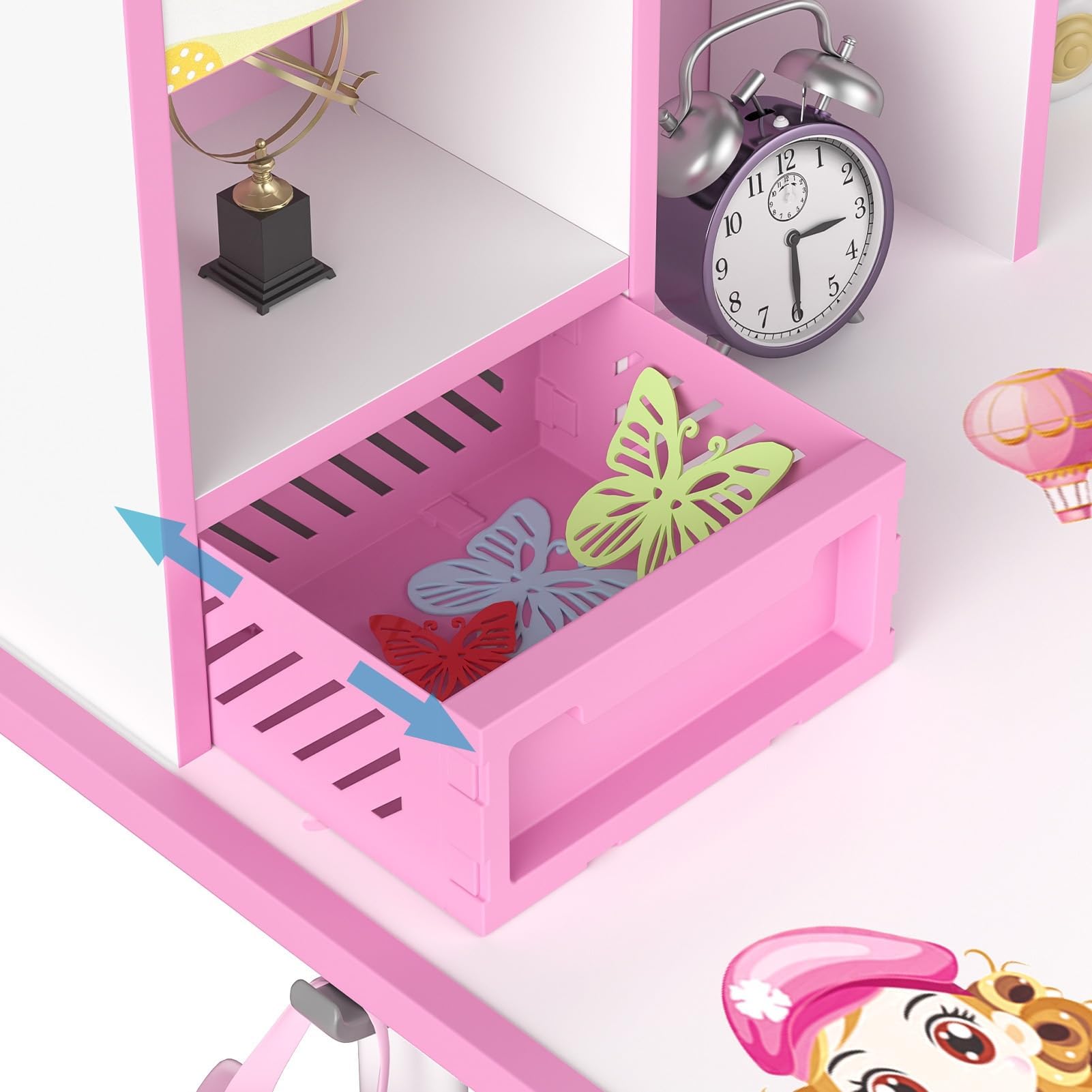 Adjustable Kids Desk & Chair Set with Storage - Study & Art for Bedroom