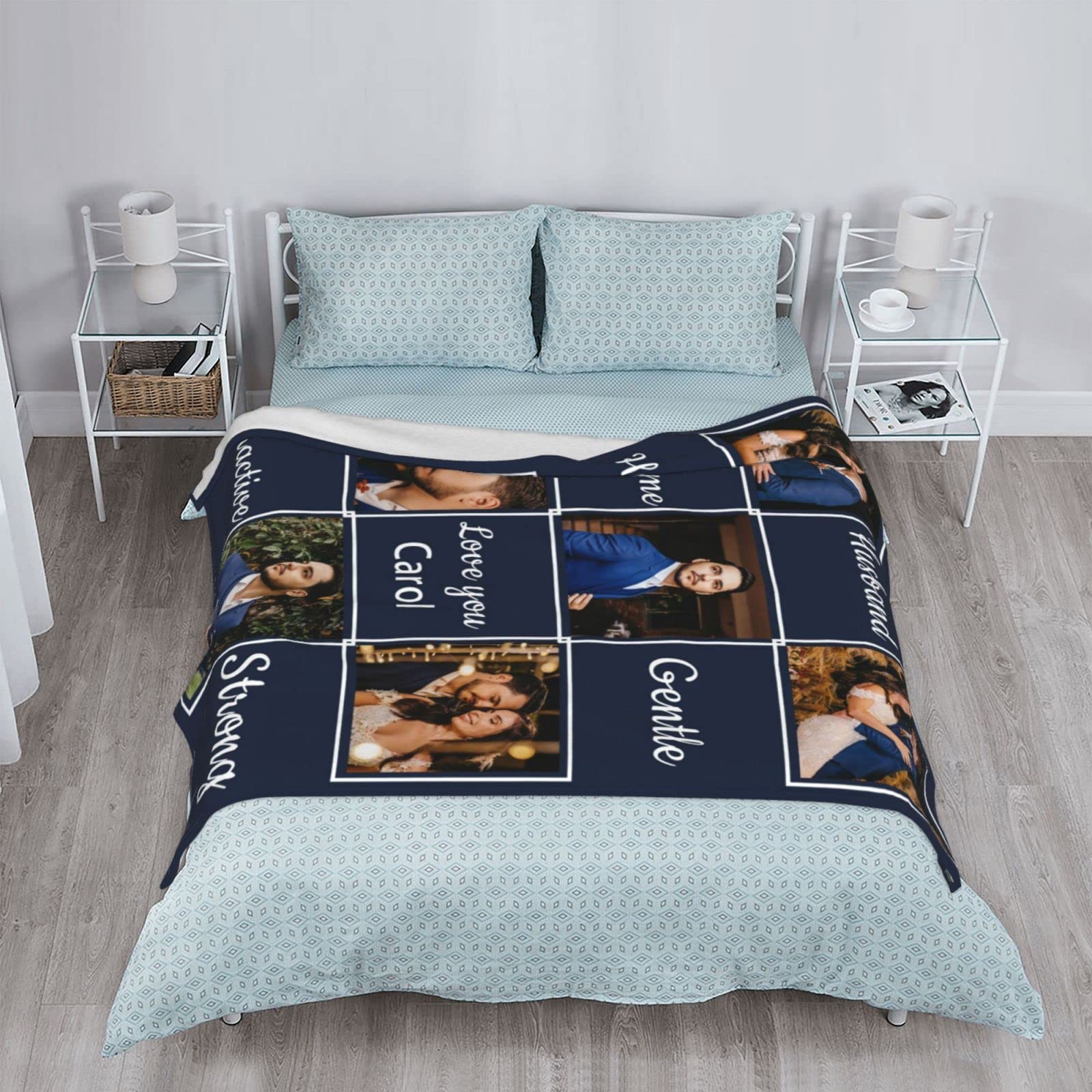 Personalized Anniversary & Birthday Gifts for Husband - Custom Couple Blankets with Names - Romantic Valentines Day & Wedding Presents for Him - Perfect for Long Distance Relationships & Home Decor
