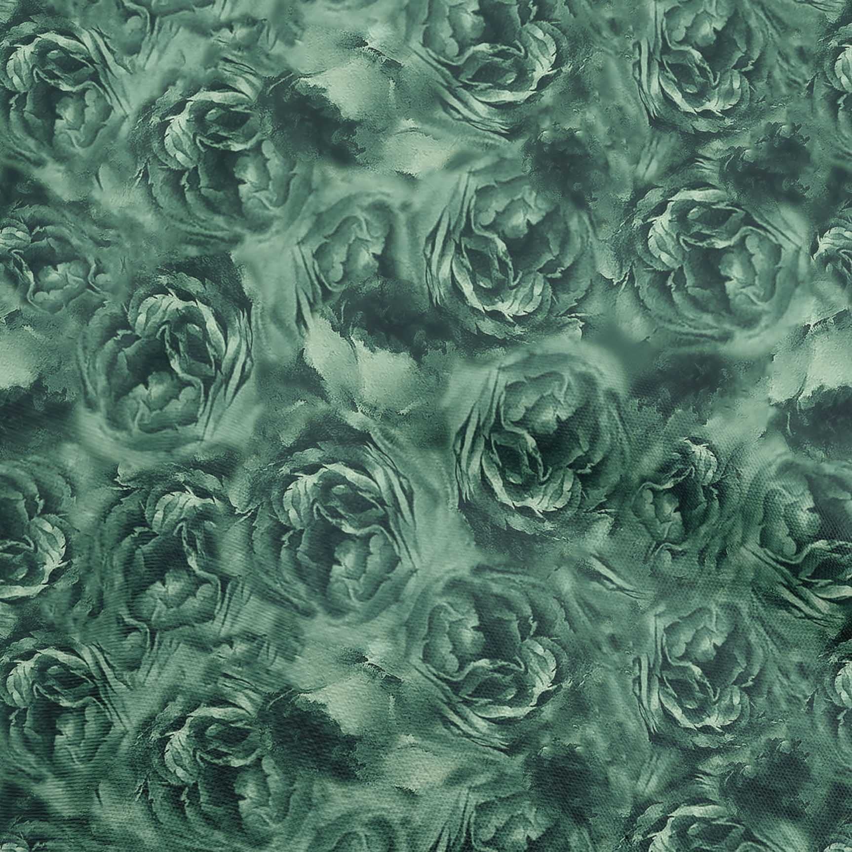 oneOone Teal Green Abstract Floral Print Polyester Spandex Fabric - 56 Inch Wide Dress Material by The Yard | Perfect for DIY Dresses, Skirts, Home Decor & Craft Projects