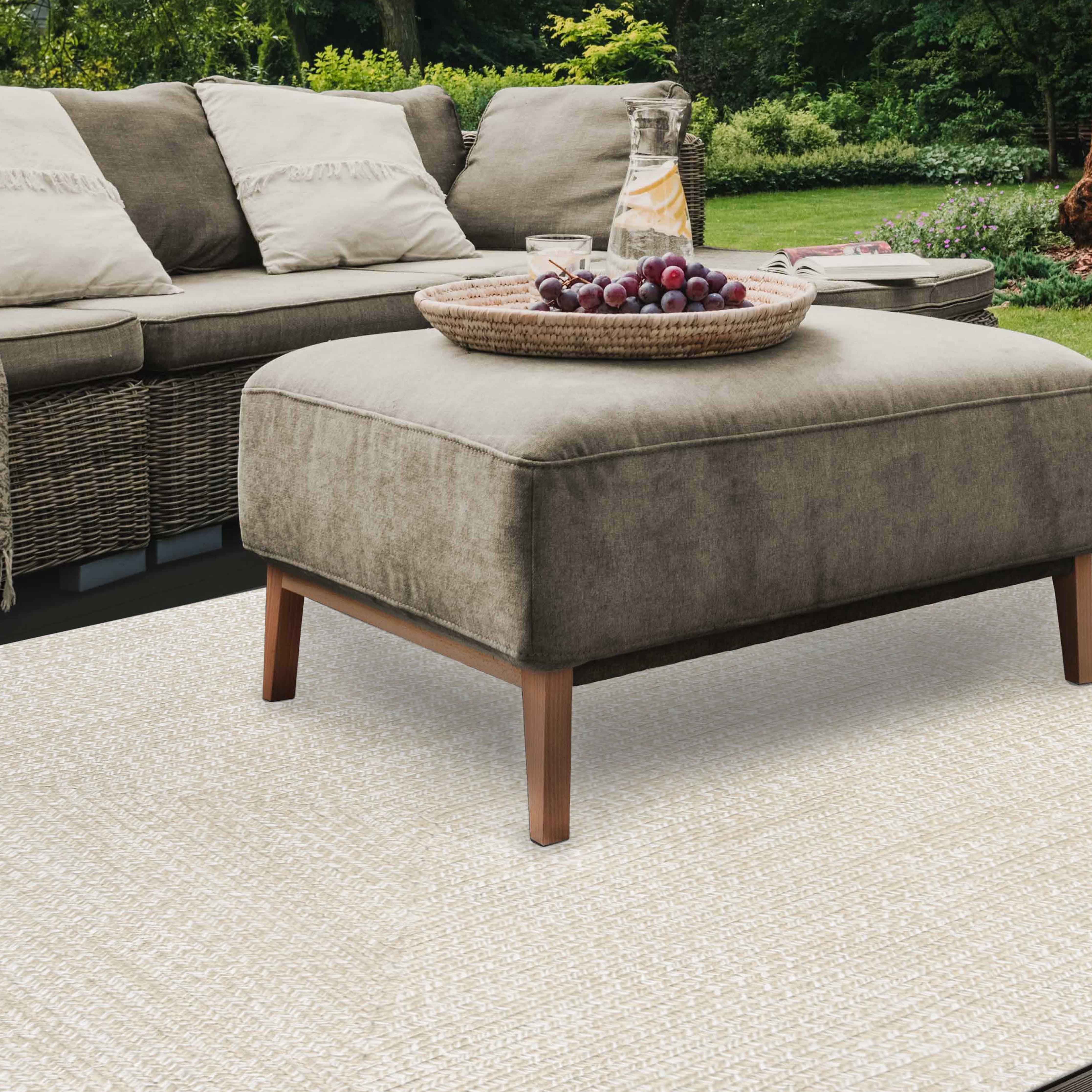 Bohemian Two-Tone Braided Area Rug - Soft Indoor/Outdoor Carpet for Living Room, Bedroom, Patio & Deck - Non-Slip Floor Mat for Home Decor