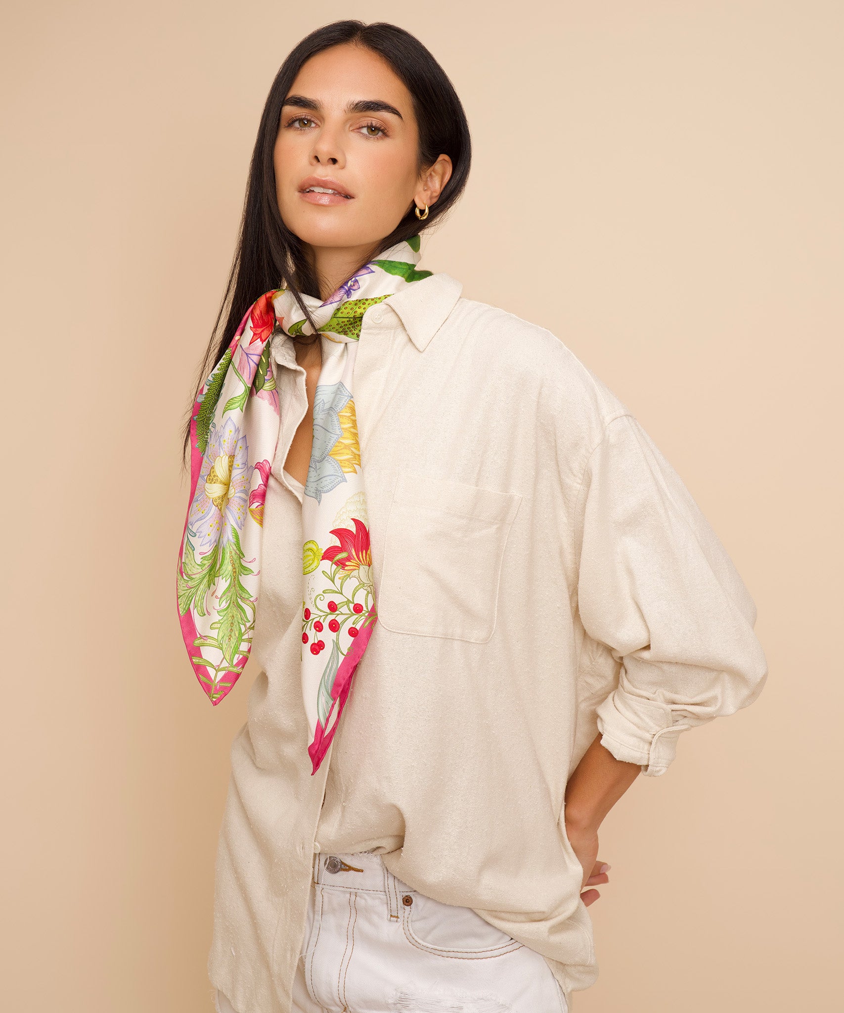 Oasis 35 Silk Square Scarf - Luxury Fashion Accessory for Women, Elegant Square Silk Scarf for Office, Travel & Special Occasions