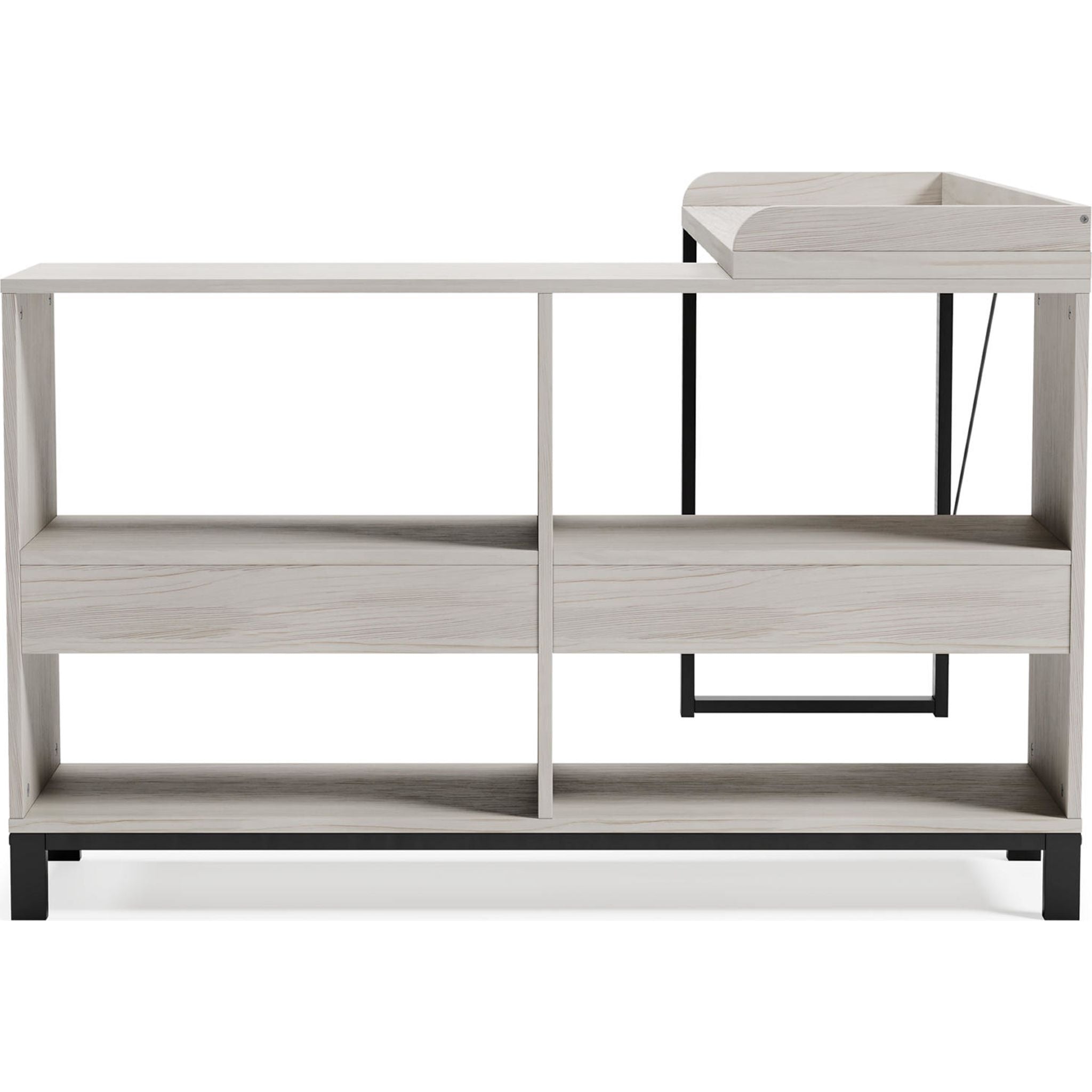 Bayflynn L-Shaped Computer Desk - White & Black Home Office Desk for Small Spaces, Gaming & Workstation Setup