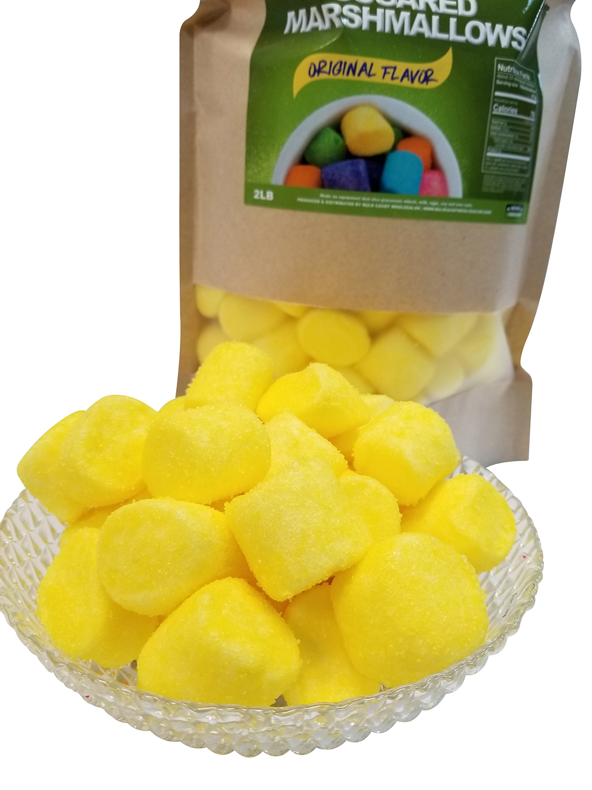 Premium Yellow Sugared Marshmallows - 2 Pounds Bulk Bag for Baking, Hot Cocoa, and Dessert Decorations