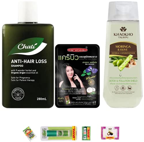 Anti Hair Loss Shampoo & Conditioner Set - 280ml Moringa Olive Herbal Formula for Thicker Hair | DHL Express Shipping | Suitable for Daily Hair Care & Scalp Treatment