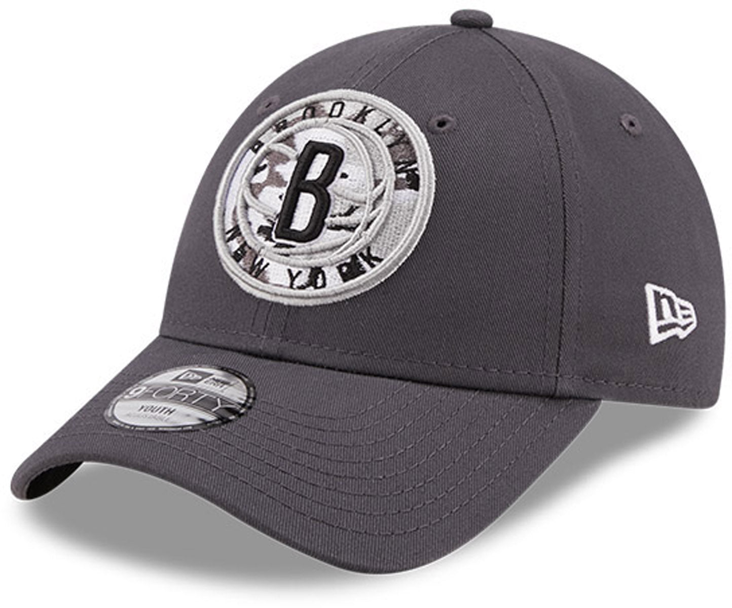 New Era Kids 9Forty Brooklyn Nets Graphite NBA Adjustable Snapback Cap - Perfect for Basketball Games, School, and Outdoor Activities
