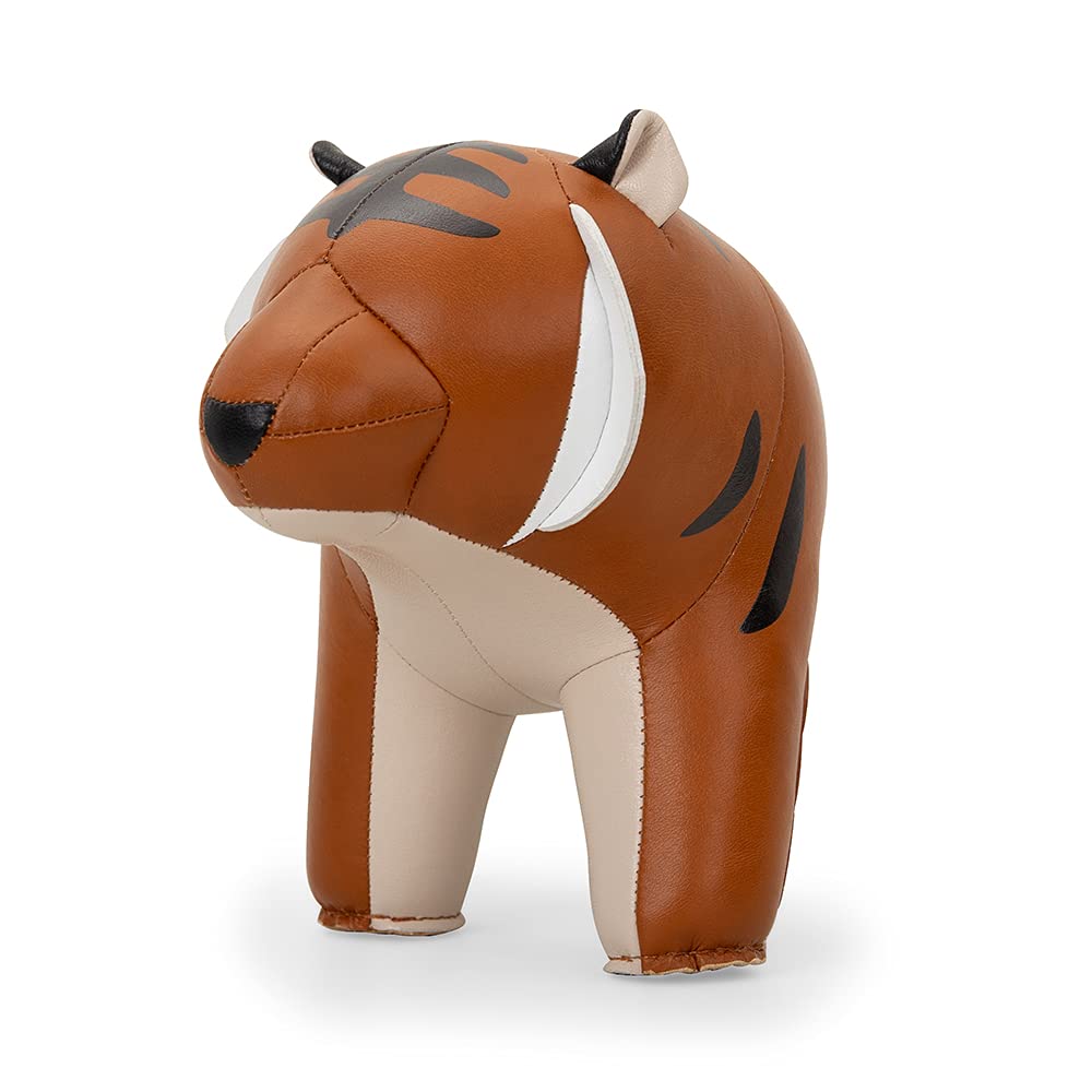 Zuny Gaze Series Tiger Hunt Bookend - Stylish Tan Decorative Book Holder for Shelves, Office & Home Decor - Perfect for Organizing Books, Displaying Collectibles & Adding Elegance to Any Room