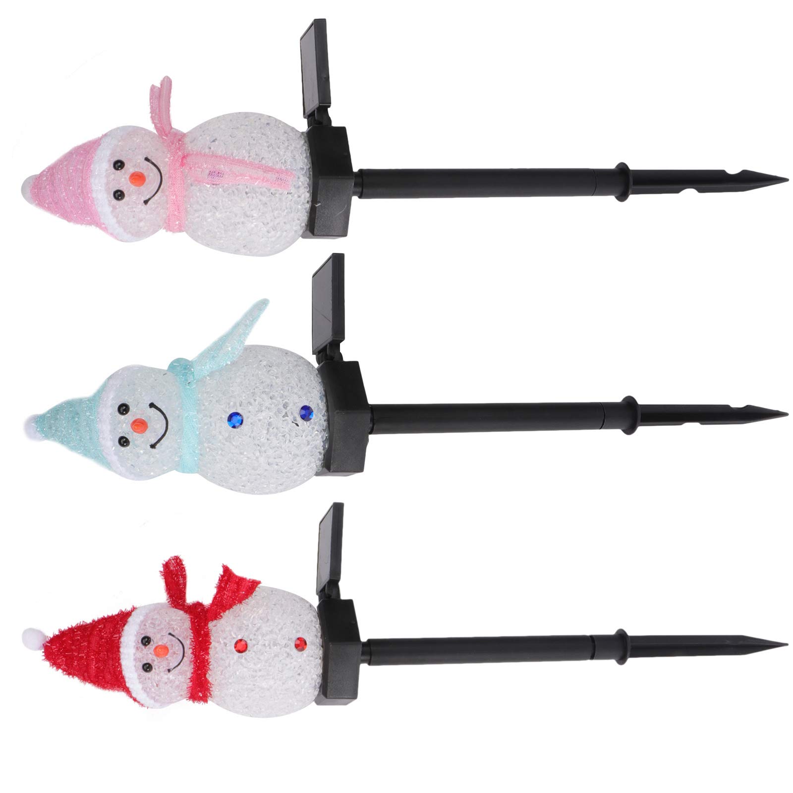 3pcs Christmas Lawn Lights - Snowman Garden Stake Lights with Resin Base for Outdoor Holiday Decor, Perfect for Yard, Pathway, and Landscape Lighting During Christmas Season