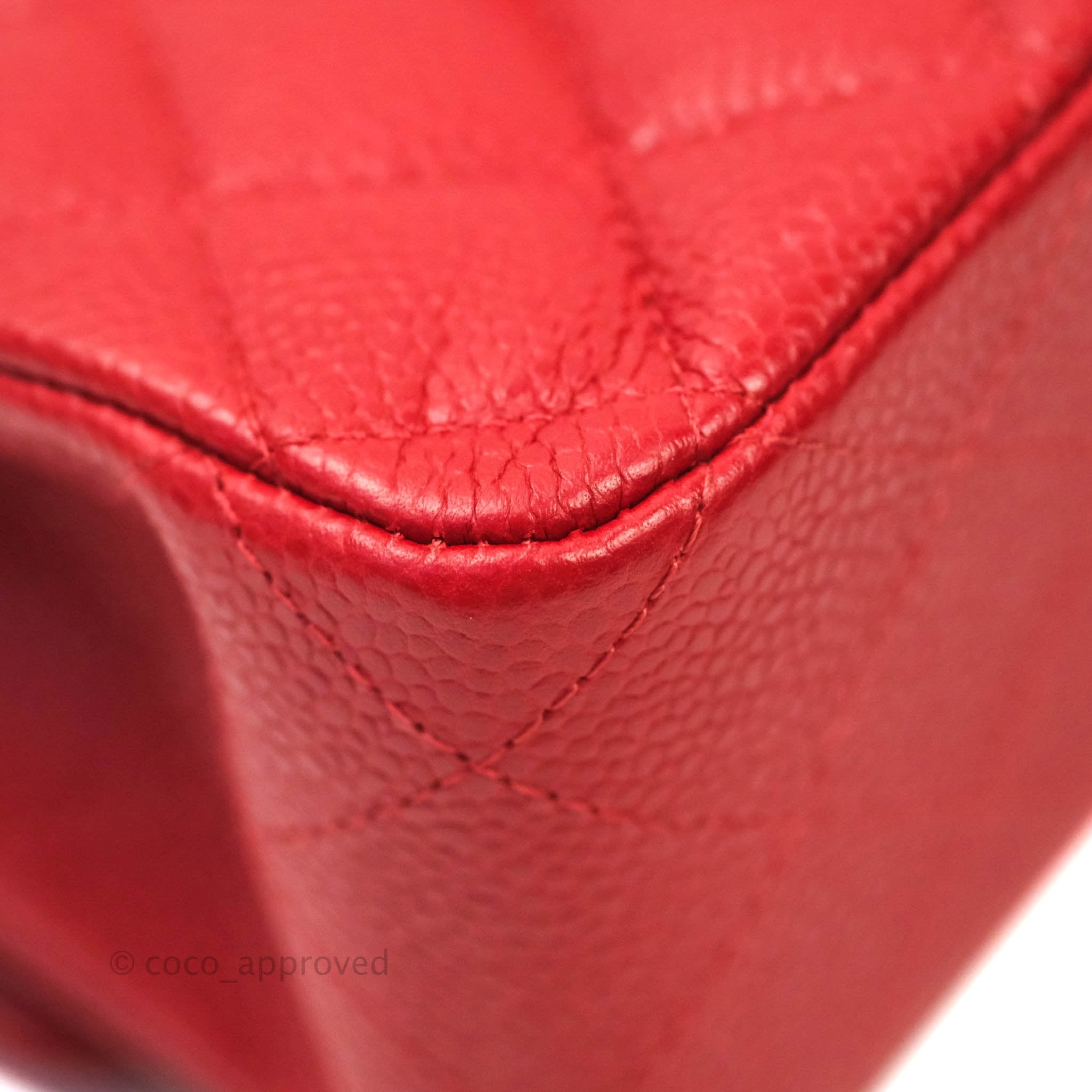 Chanel Classic Medium Double Flap Bag in Red Caviar Leather with Silver Hardware - Luxury Designer Handbag for Women, Perfect for Parties, Work & Everyday Use
