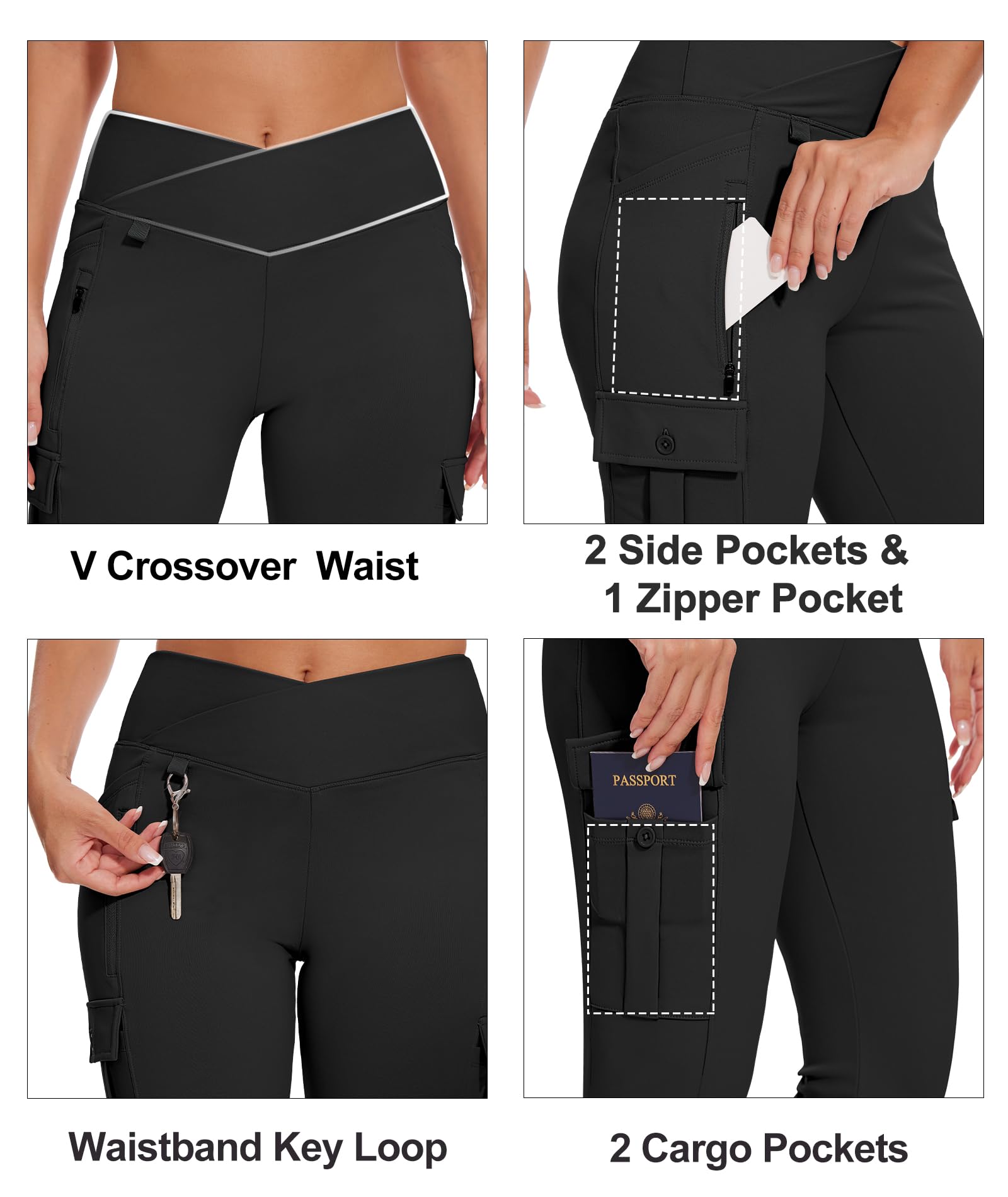 Women's Flare Leggings - High Waist Yoga Pants with Tummy Control, Crossover Bootcut Design & 5 Functional Pockets for Workout, Running & Casual Wear