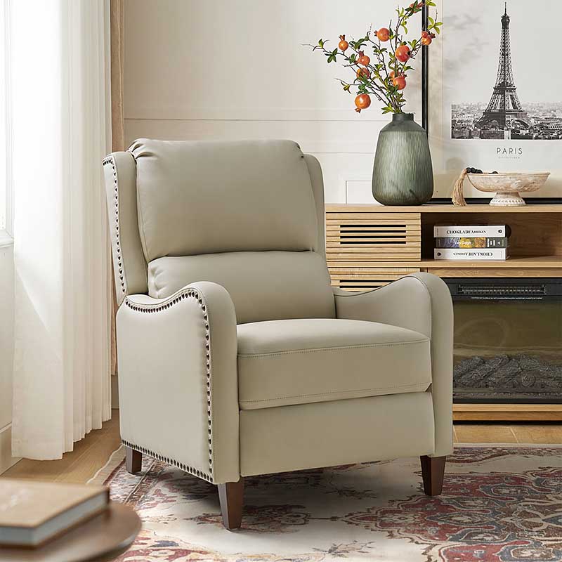 Deliat Genuine Leather Recliner Chair - Premium Comfort for Living Room, Home Theater & Office - Adjustable Footrest & Lumbar Support - Brown PU Leather Sofa for Relaxation & Entertainment