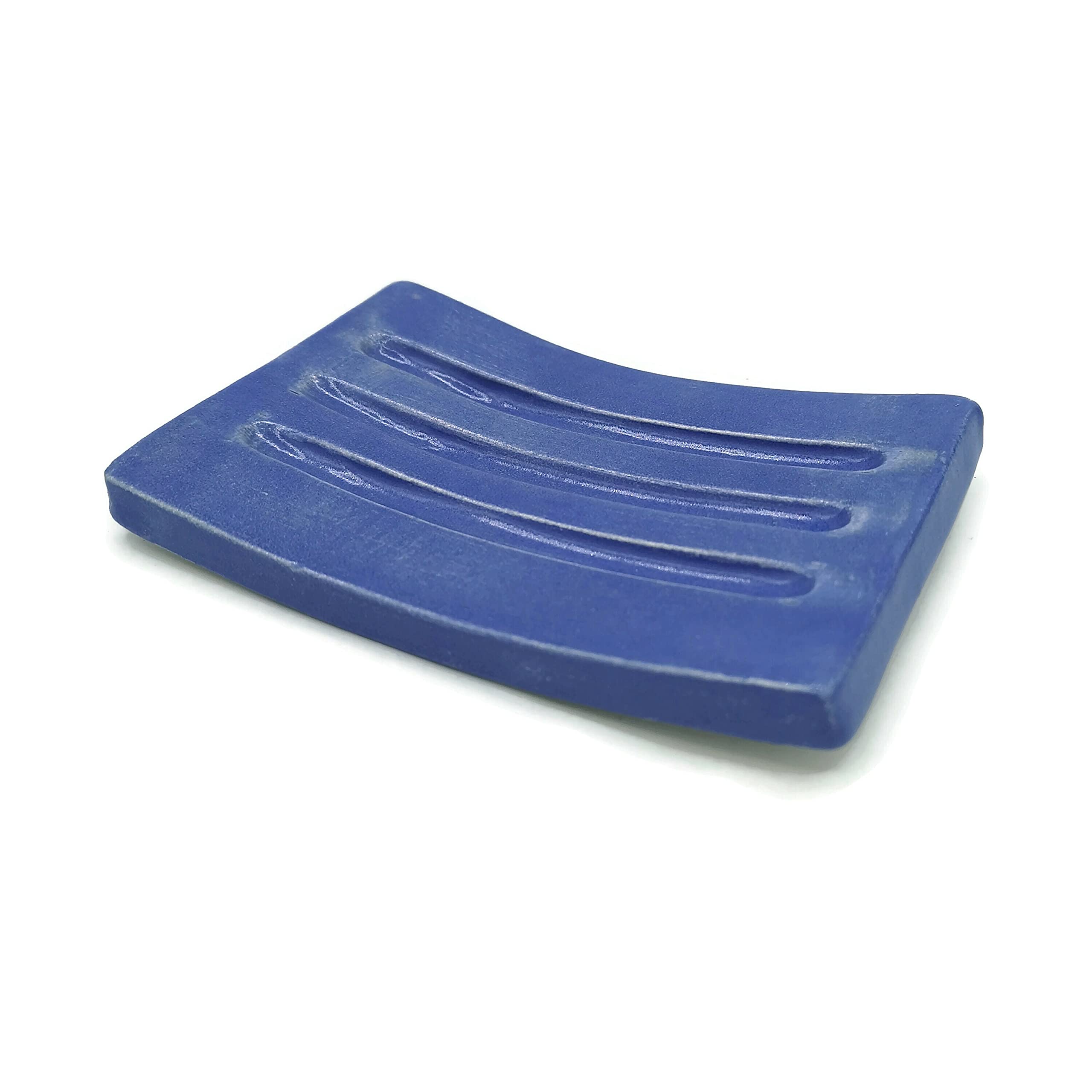 Royal Blue Ceramic Soap Dish for Bar Soap - Handmade Rectangle Soap Holder with Sponge Tray | Perfect for Bathroom, Kitchen Sink & Spa Decor