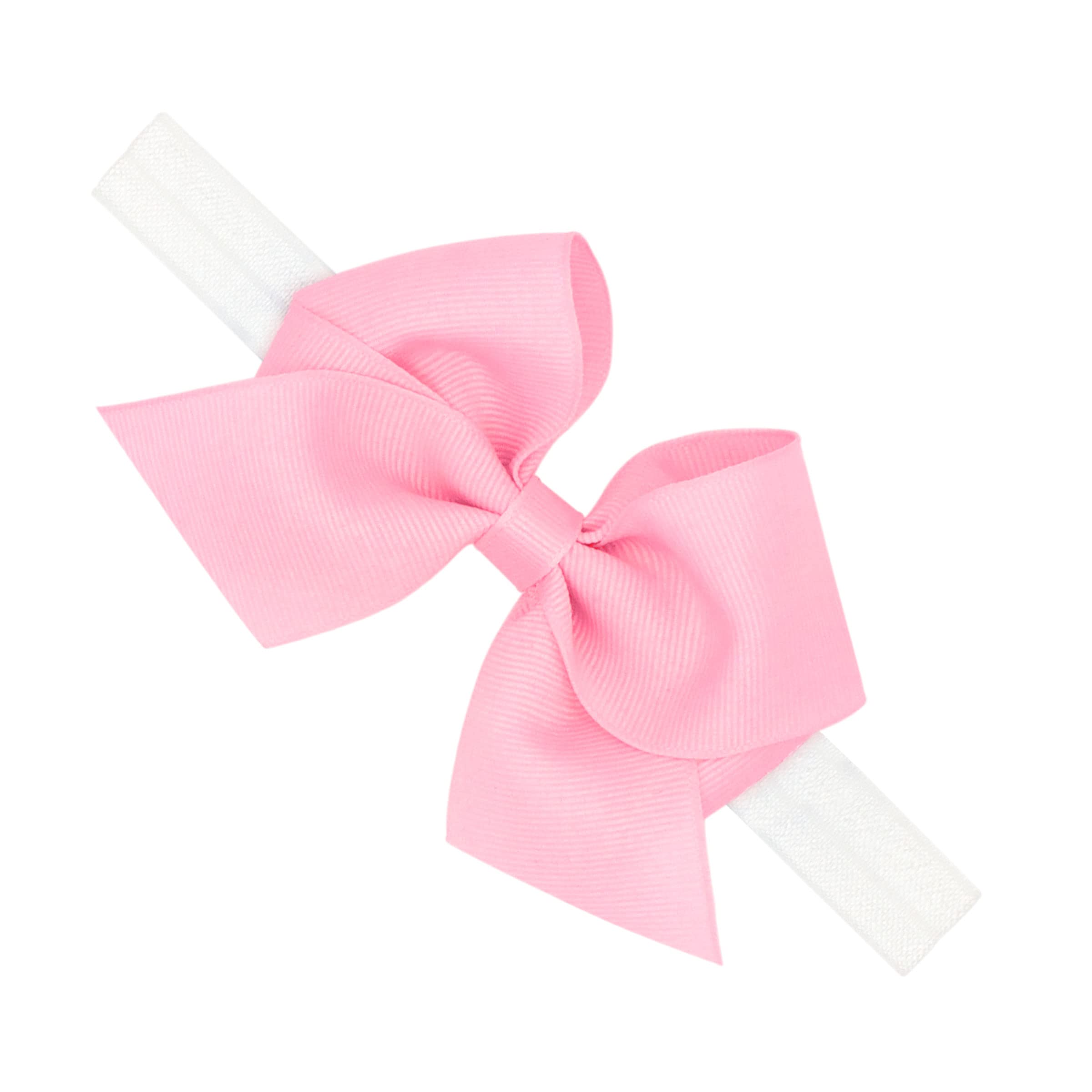 PLH Small Grosgrain Bow Baby Headband - Pearl Pink Hair Accessory for Newborn Girls, Infants & Toddlers - Perfect for Photoshoots, Birthday Parties & Special Occasions