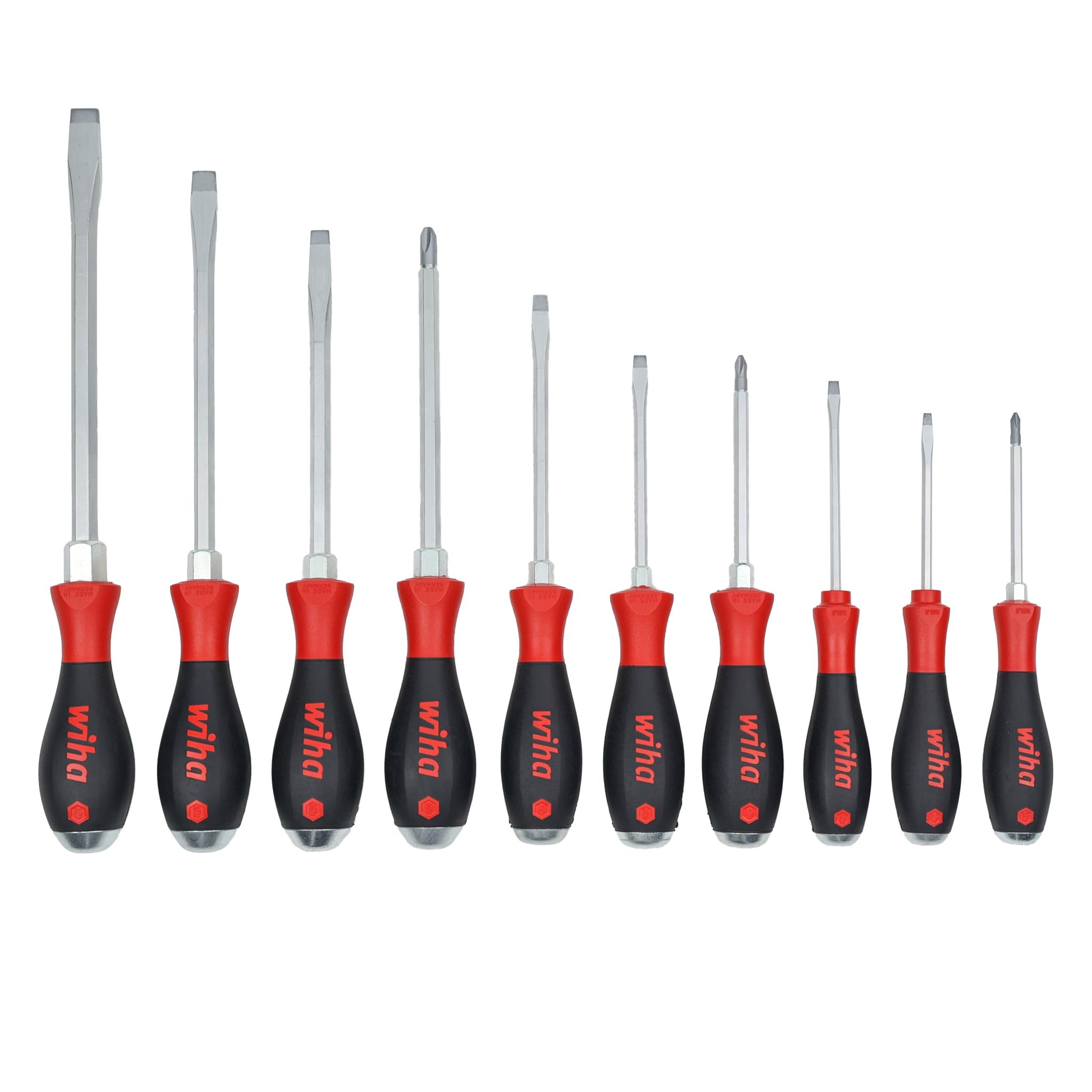 Wiha 10-Piece Heavy Duty Cushion Grip Phillips Screwdriver Set for Professional Mechanics & DIY Home Repair - Perfect for Automotive, Electronics & Furniture Assembly