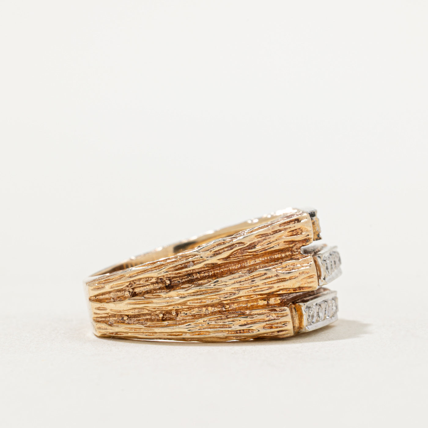 Elegant Multi Row Diamond Textured Cocktail Ring - 0.18ctw Sparkling Stones - Size 9.25 - Perfect for Evening Parties, Weddings & Special Occasions