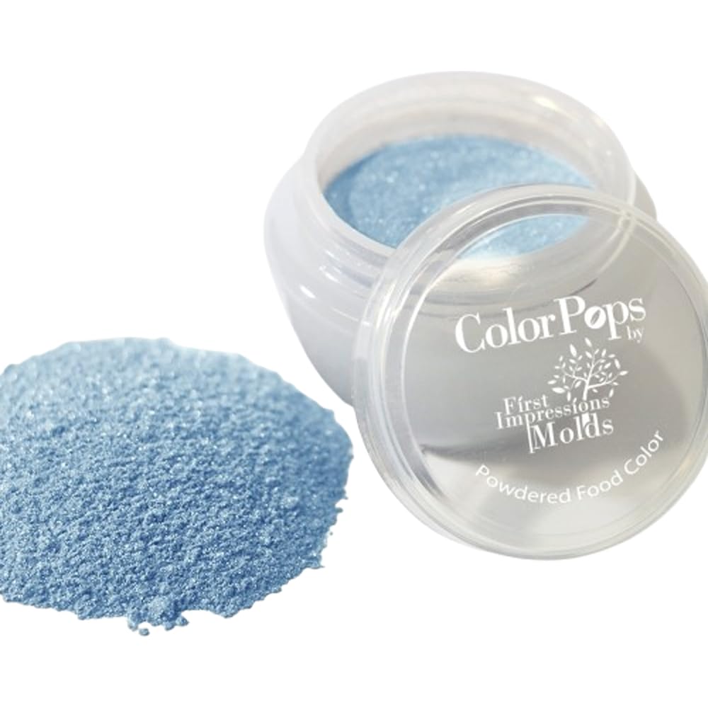 First Impressions Molds Edible Pearlescent Luster Dust - Pearl Blue 3 (10g) | Food-Grade Cake Decorating Powder for Chocolate, Candy, Cookies & Gum Paste | USA-Made Baking Supplies for Wedding Cakes, Cupcakes & DIY Desserts
