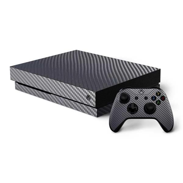 Premium Silver Carbon Fiber Gaming Skin Decal for Xbox One X Bundle - Durable Texture Material Design - Perfect for Gaming Enthusiasts & Console Protection