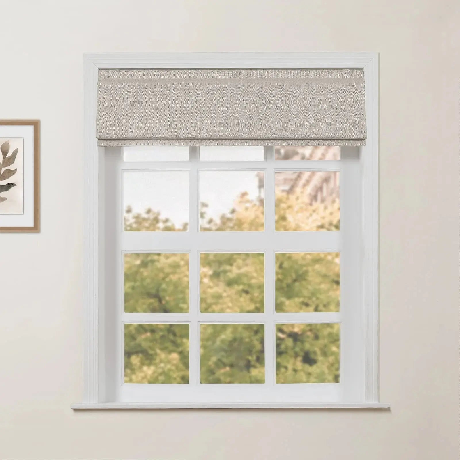 Ron Linen Cotton Herringbone Roman Shade - Cordless Window Treatment for Living Room, Bedroom & Office (Blackout/Sheer Options)