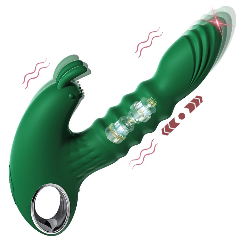 Realistic Rabbit Vibrator with 10 Vibration & Thrusting Modes - Dual Stimulation for G-Spot & Clitoris - Pleasure Sex Toy for Men & Women - Perfect for Couples Play & Solo Masturbation