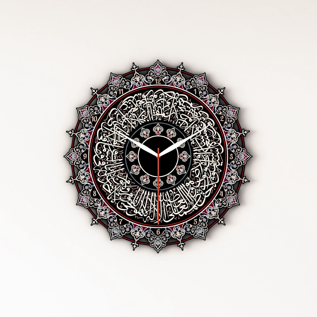 Islamic Wall Clock with Ayatul Kursi Calligraphy - Elegant Muslim Home Decor for Prayer Room, Mosque & Islamic Gift Giving