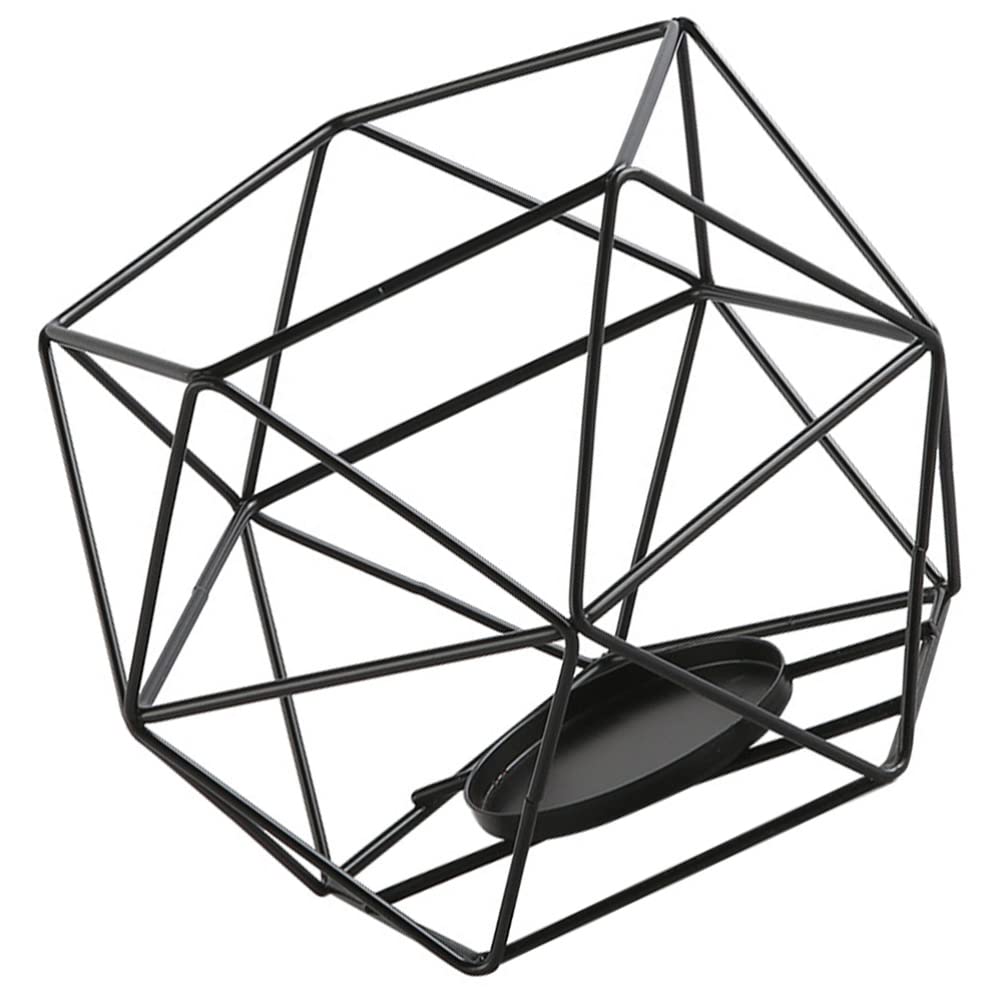 3D Geometric Iron Wire Candle Holder - Modern Metal Tealight Holder for Home Decor, Living Room, Bathroom, Wedding & Party Centerpiece | Rustic Table Decor for Romantic Ambiance