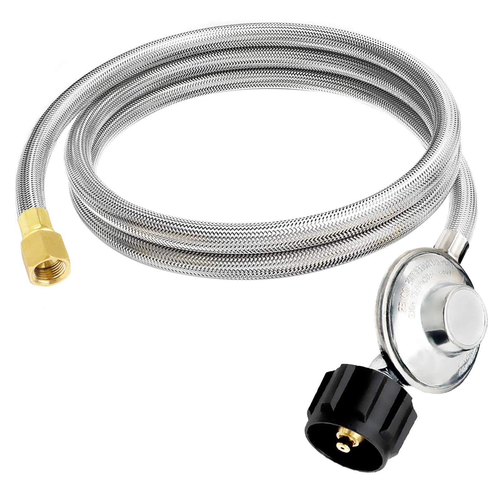6FT Stainless Steel Braided Propane Hose with Regulator Adapter for Blackstone 17