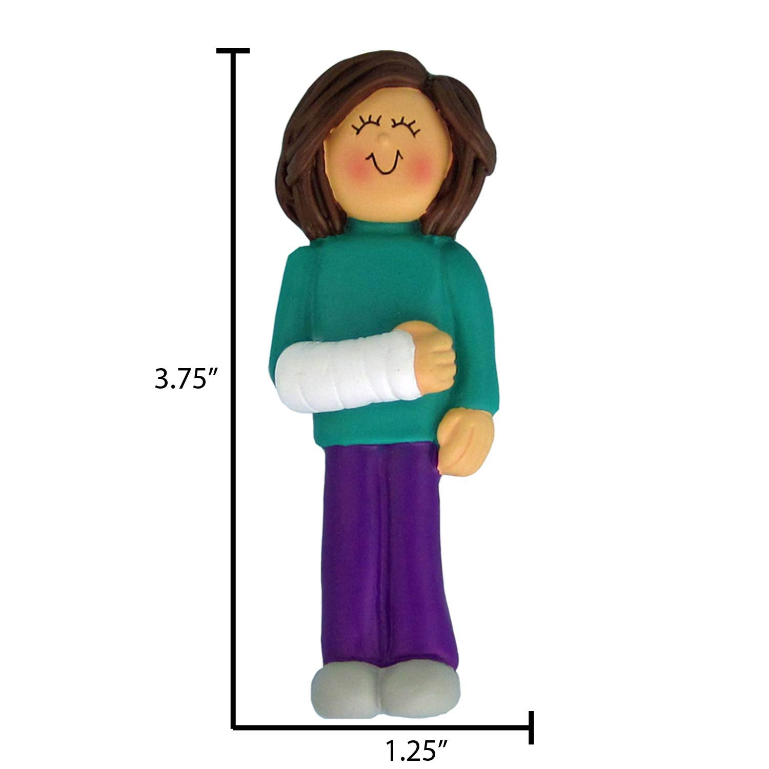 2024 Personalized Broken Arm Christmas Ornament - Brunette Girl Arm Cast Keepsake | Get Well Soon Gift for Kids, Medical Injury Recovery Present | Perfect for Holiday Decor, Hospital Cheer Up & Cast Signing Parties