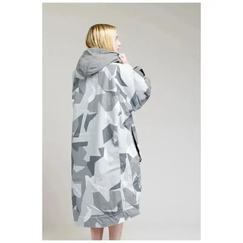 Arctic Camo Waterproof Swimming Robe for Adults - Unisex Hard Shell Quick-Dry Bathrobe for Beach, Pool & Outdoor Activities