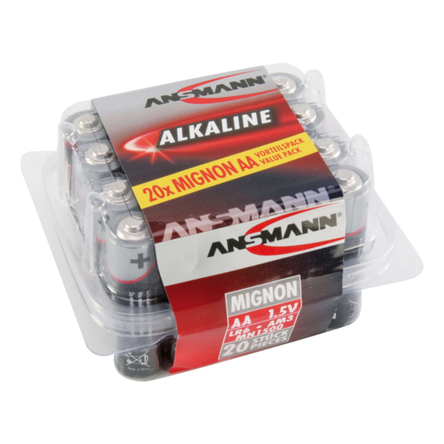Ansmann AA Alkaline Batteries 20 Pack - Long Lasting Power for Toys, Remote Controls, Flashlights & Electronic Devices