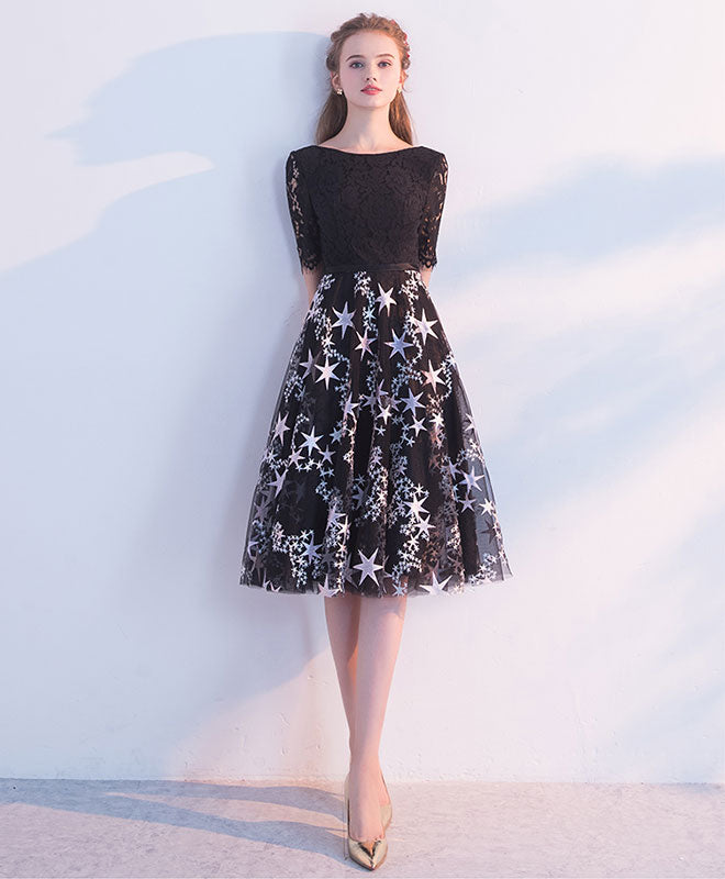 Elegant Black Lace Tulle Short Prom Dress for Homecoming - Perfect for Formal Dances, Parties & Special Occasions