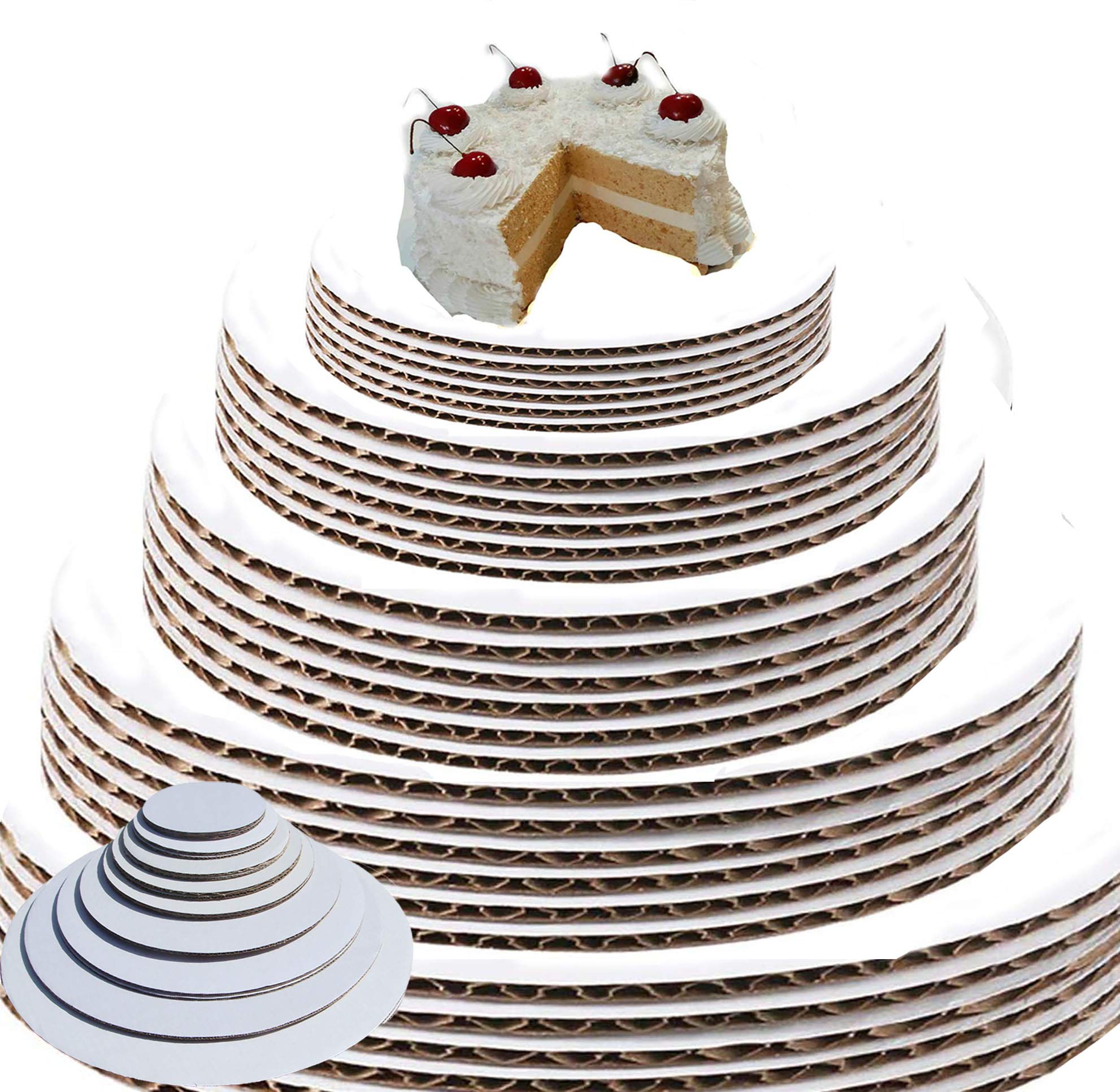 Premium White Cardboard Cake Circles - Heavy Duty Round Cake Boards Set (6