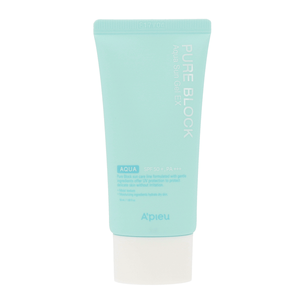 A'PIEU Pure Block Aqua Sun Gel SPF50+ PA+++ 50ml - Lightweight Korean Sunscreen for Face & Body, Oil-Free, Hydrating Sun Protection - Perfect for Daily Use, Outdoor Activities & Beach Days