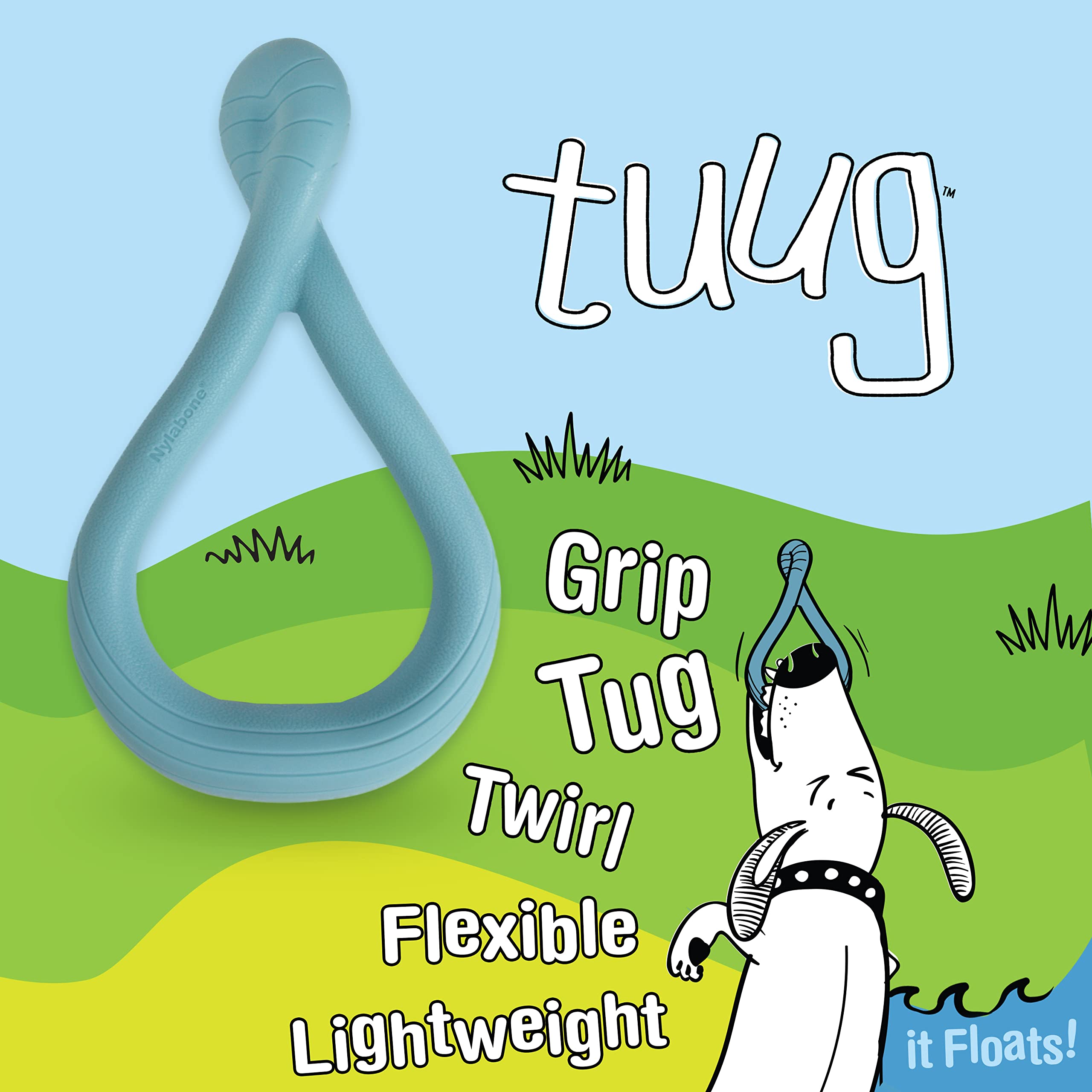 Nylabone Tuug Interactive Dog Toy - Durable Tug Toy for Play & Exercise - Firm Yet Flexible for Creative Play - Perfect for Indoor & Outdoor Fun - Great for Training & Bonding with Your Dog