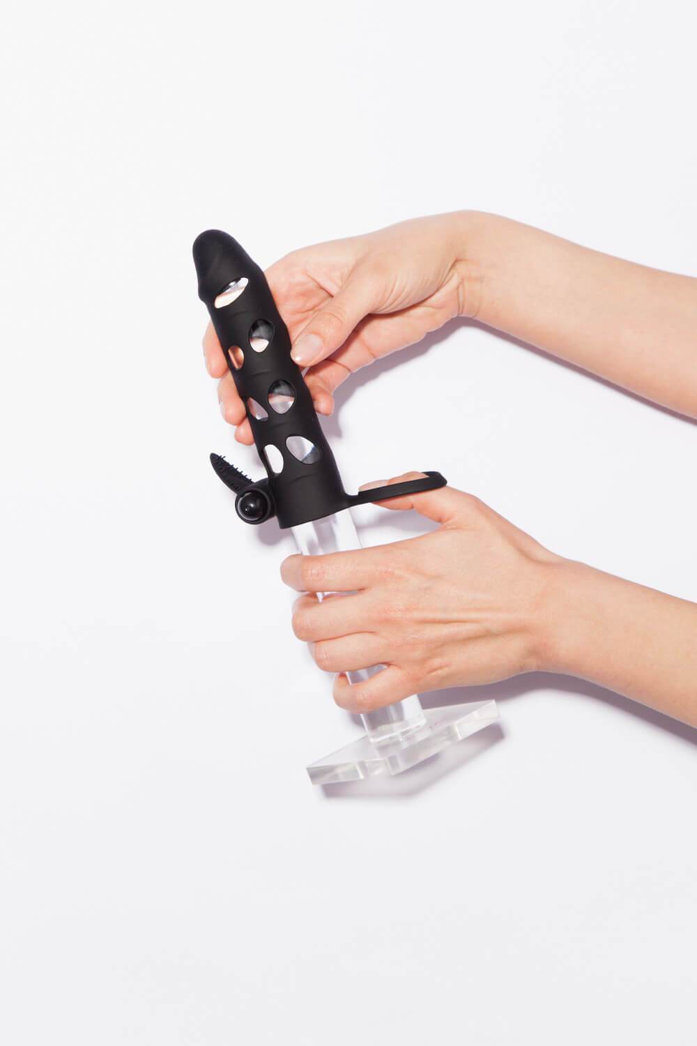 Premium Vibrating Penis Sleeve Extender - Enhance Pleasure & Size | Waterproof & Rechargeable for Couples & Solo Play | Perfect for Spicing Up Intimacy & Long-Distance Relationships