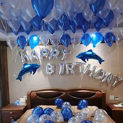 iPartycool 62pcs Dolphin Themed Birthday Party Decorations Set - 3D Foil Happy Birthday Banner, 36 Inch Dolphin Balloons, Confetti Balloons for Kids, Boys, Girls, Adults - Eco-Friendly Ocean Party Supplies for Birthday, Baby Shower, Pool Party & Under The Sea Theme Events