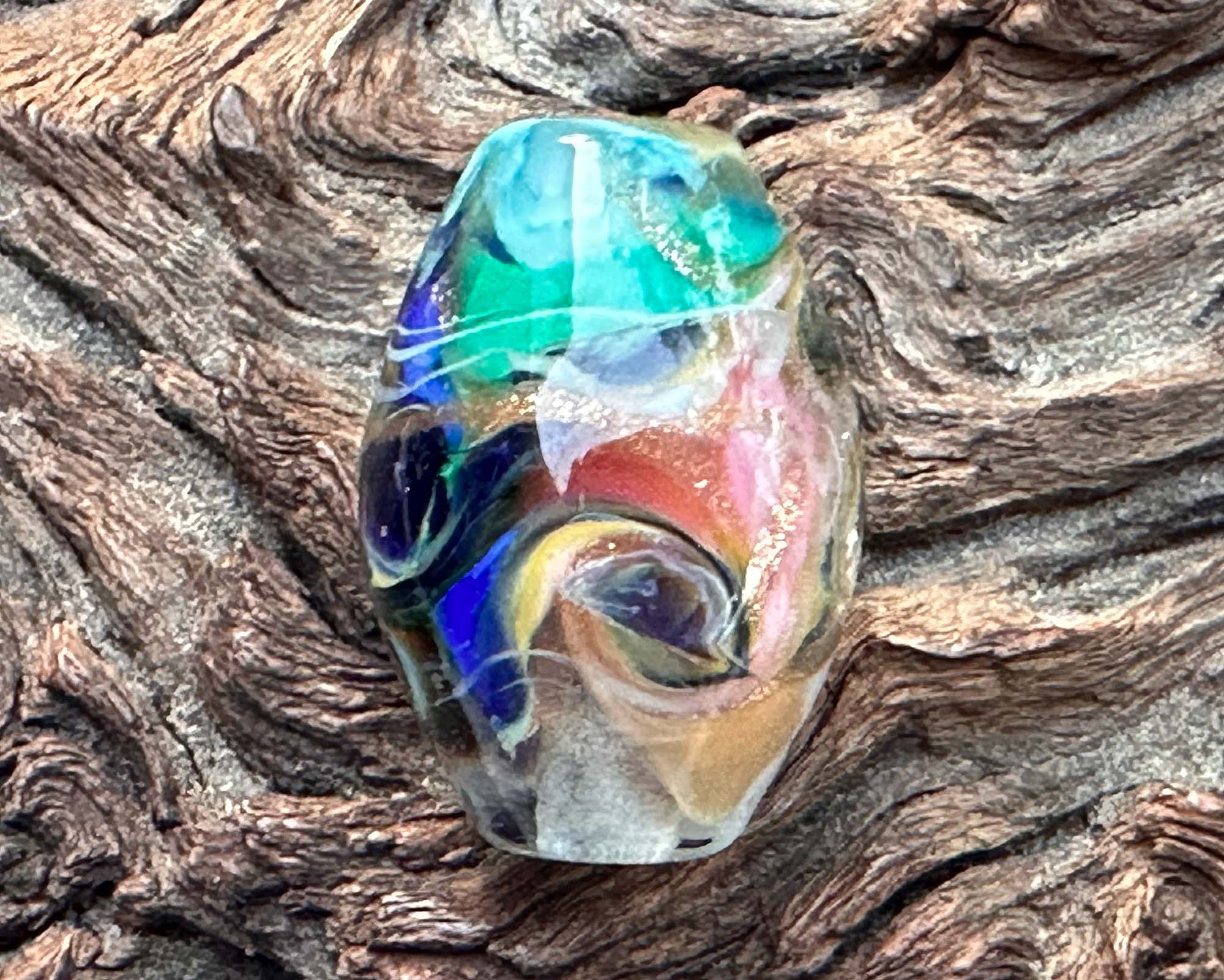 Handmade Calico Swirl Glass Lampwork Focal Bead - SRA Certified Artisan Jewelry Bead for Necklace, Bracelet & DIY Craft Projects - Perfect for Beaders & Jewelry Makers