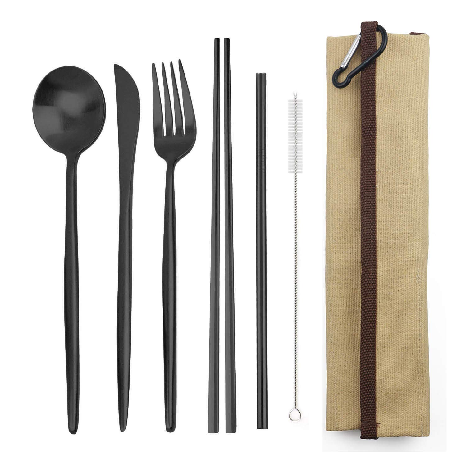 JANKNG 6-Piece Travel Flatware Set - Stainless Steel Cutlery for Camping & Picnics