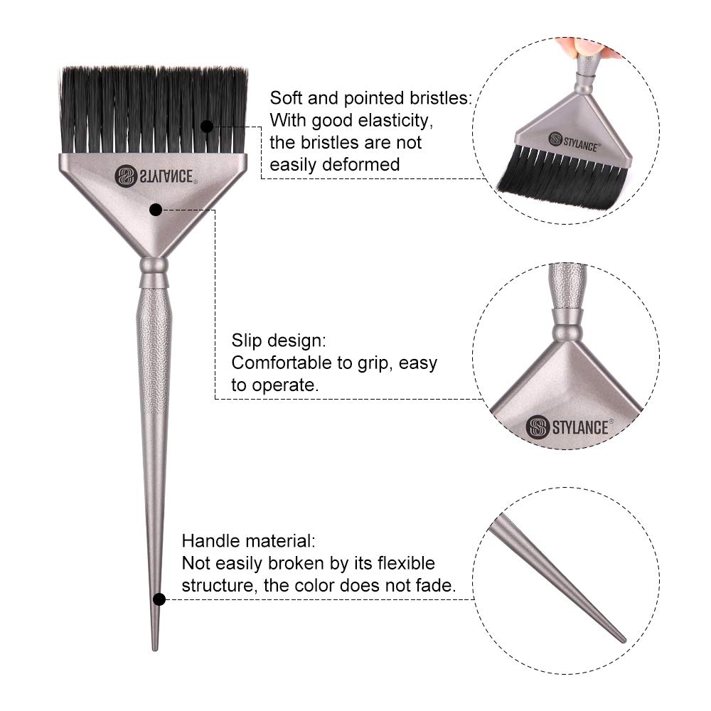 3-Piece Hair Color Brush Set - Professional Salon & DIY Hair Dyeing Kit with Silver, Rose Gold & Gold Brushes for Perfect At-Home or Salon Hair Coloring