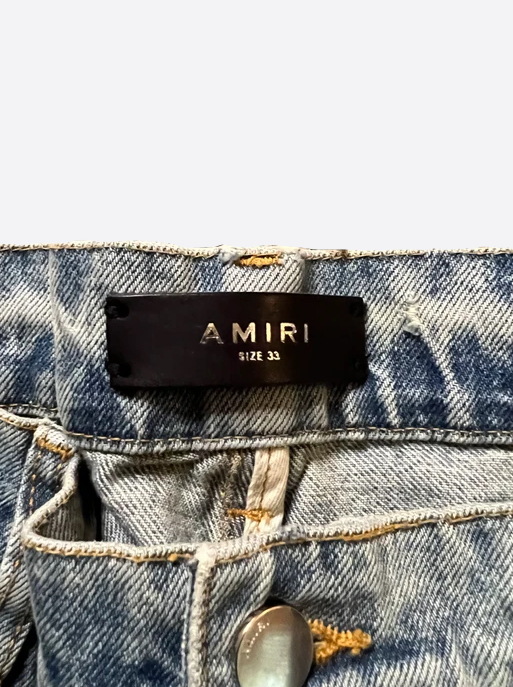 Amiri Distressed Straight Fit Denim Jeans for Men - Stylish Vintage Ripped Denim Pants for Casual Wear & Street Fashion