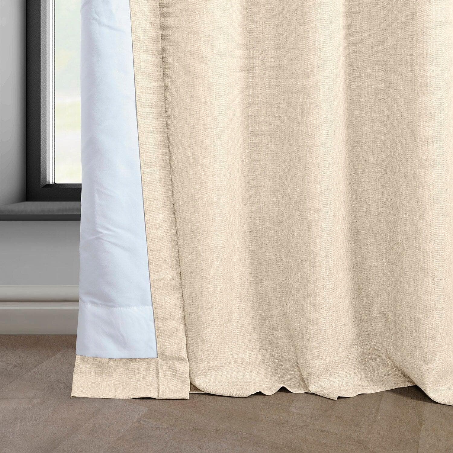 Parchment Cream Grommet Blackout Curtains - Italian Faux Linen Window Drapes for Bedroom & Living Room - Light Blocking Thermal Insulated Panels for Home Decor