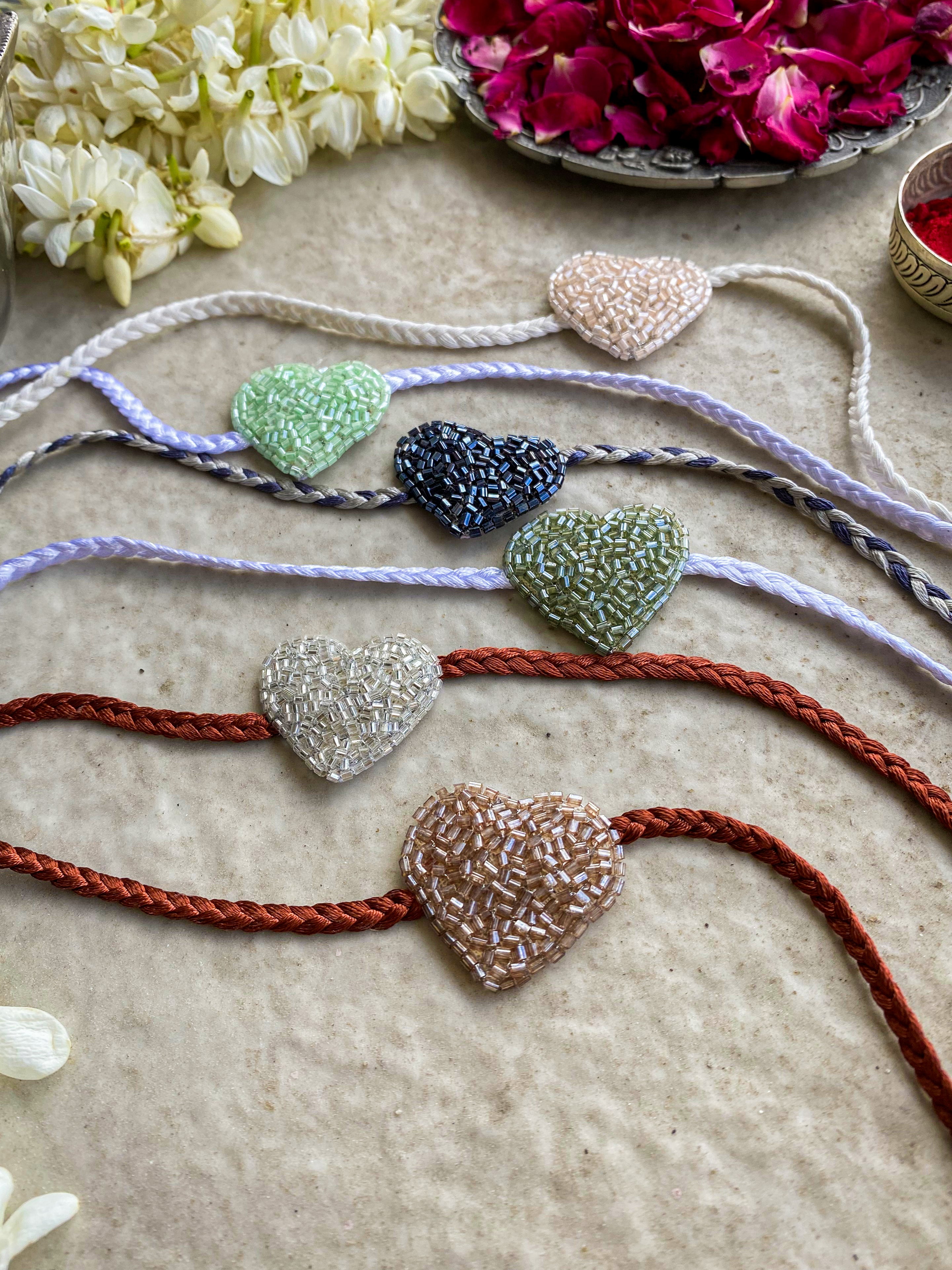 Beautiful Embroidered Rakhi Set of 6 - Traditional Indian Bracelet for Raksha Bandhan - Perfect for Brother-Sister Bonding & Festival Gifts